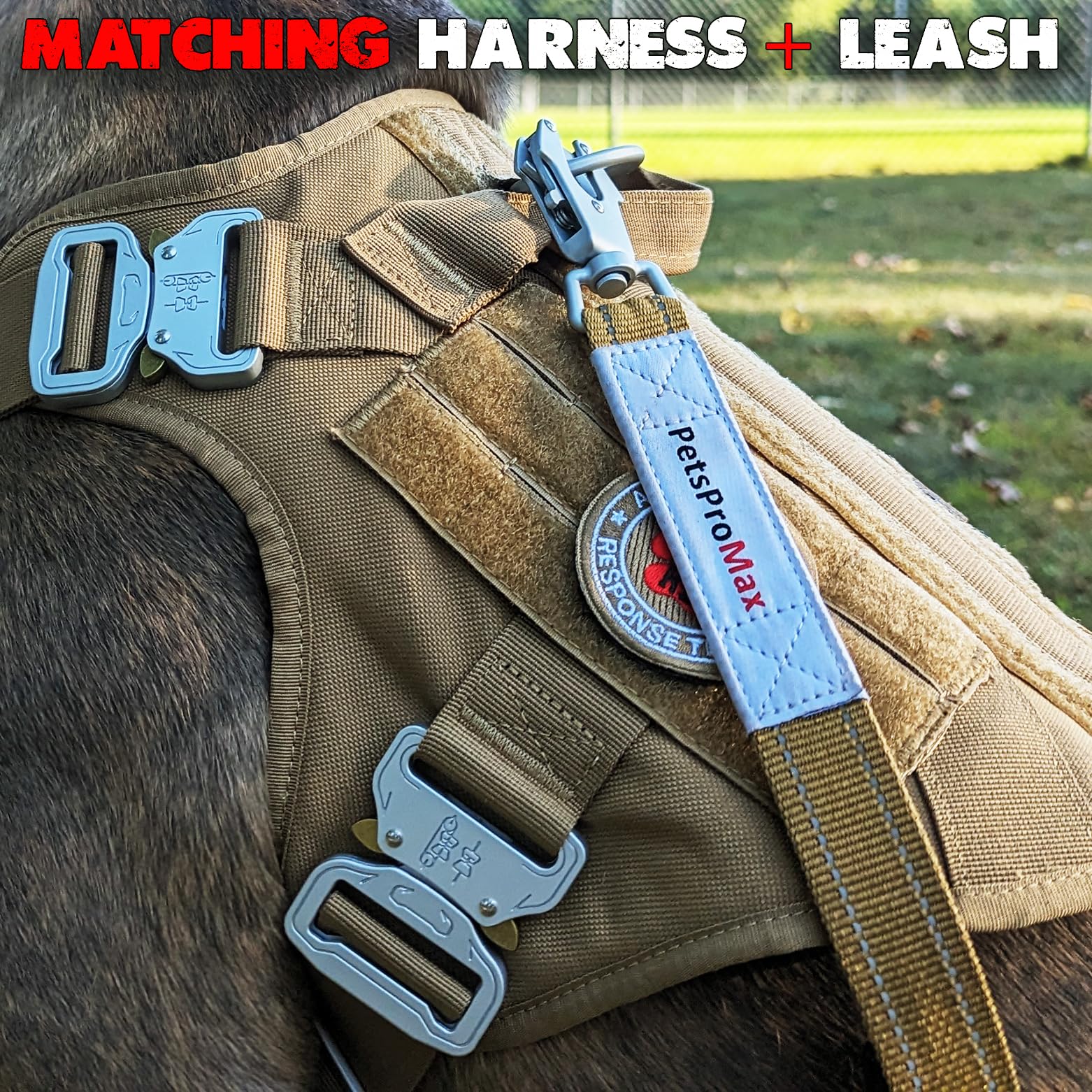 Pink Tactical Dog Harness With 4 Metal Buckles; Waterproof, Military Grade Dogs Vest; No-Pulls But Does Not Choke Neck; Heavy-Du