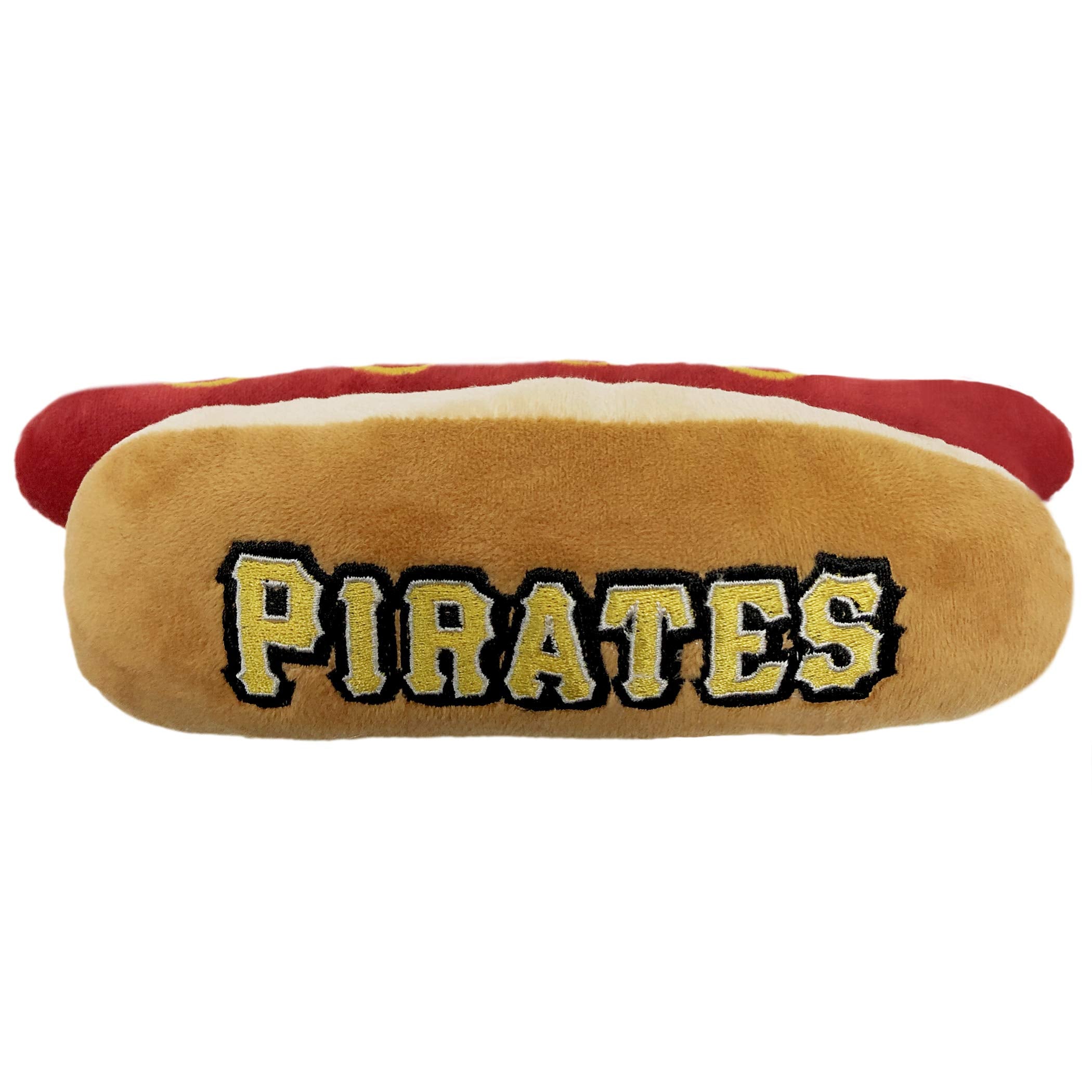 Pets First Mlb Pittsburgh Pirates Plush Dog Toys - Stadium Theme Snacks - Cutest Plush Hot-Dog Toy For Dogs & Cats With Inner Sq