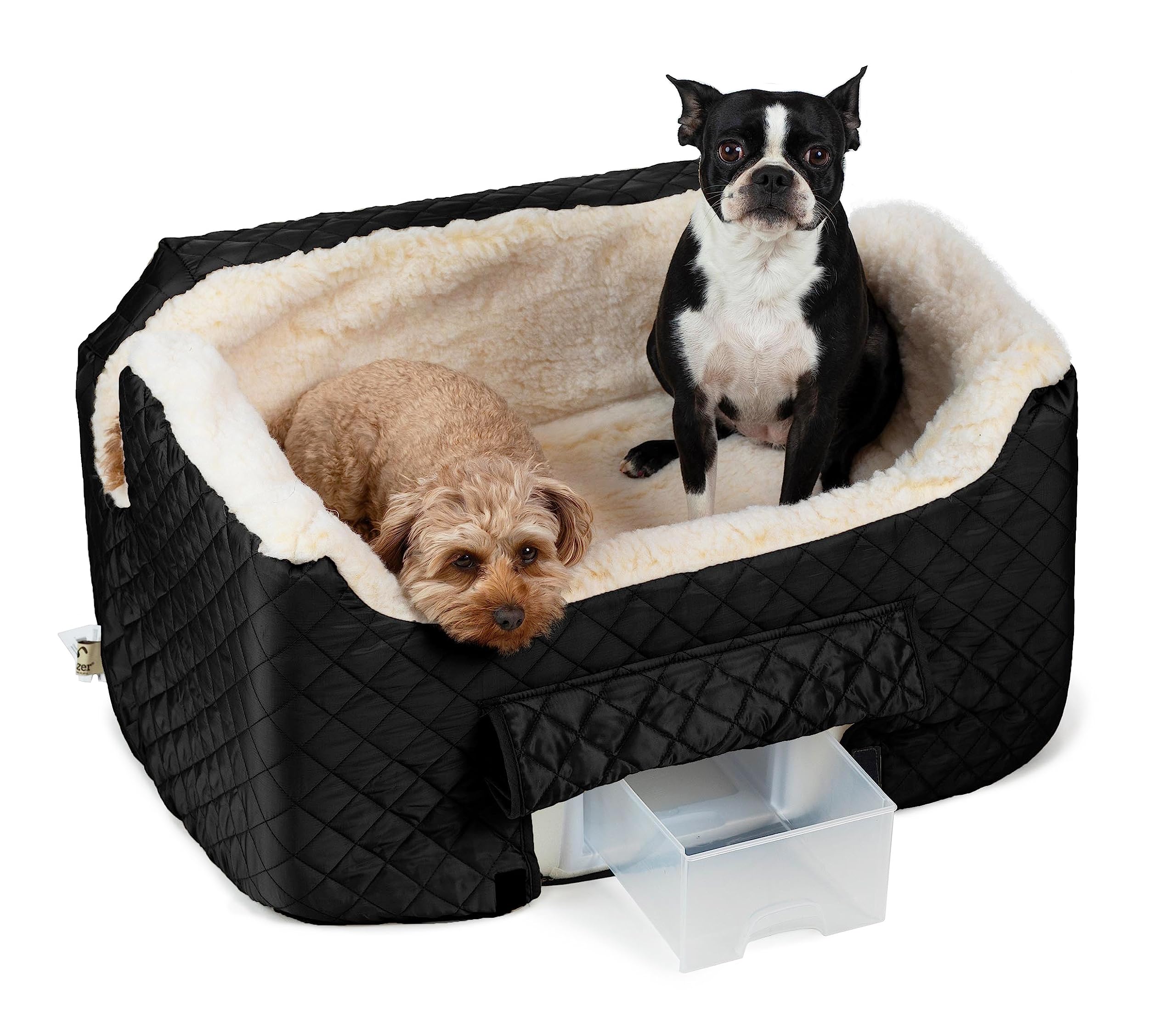 Snoozer Dog Car Seat with Storage Tray: Lookout II Dog Booster Car Seat for Pets up to 34lbs, Helps Alleviate Travel Sickness & 