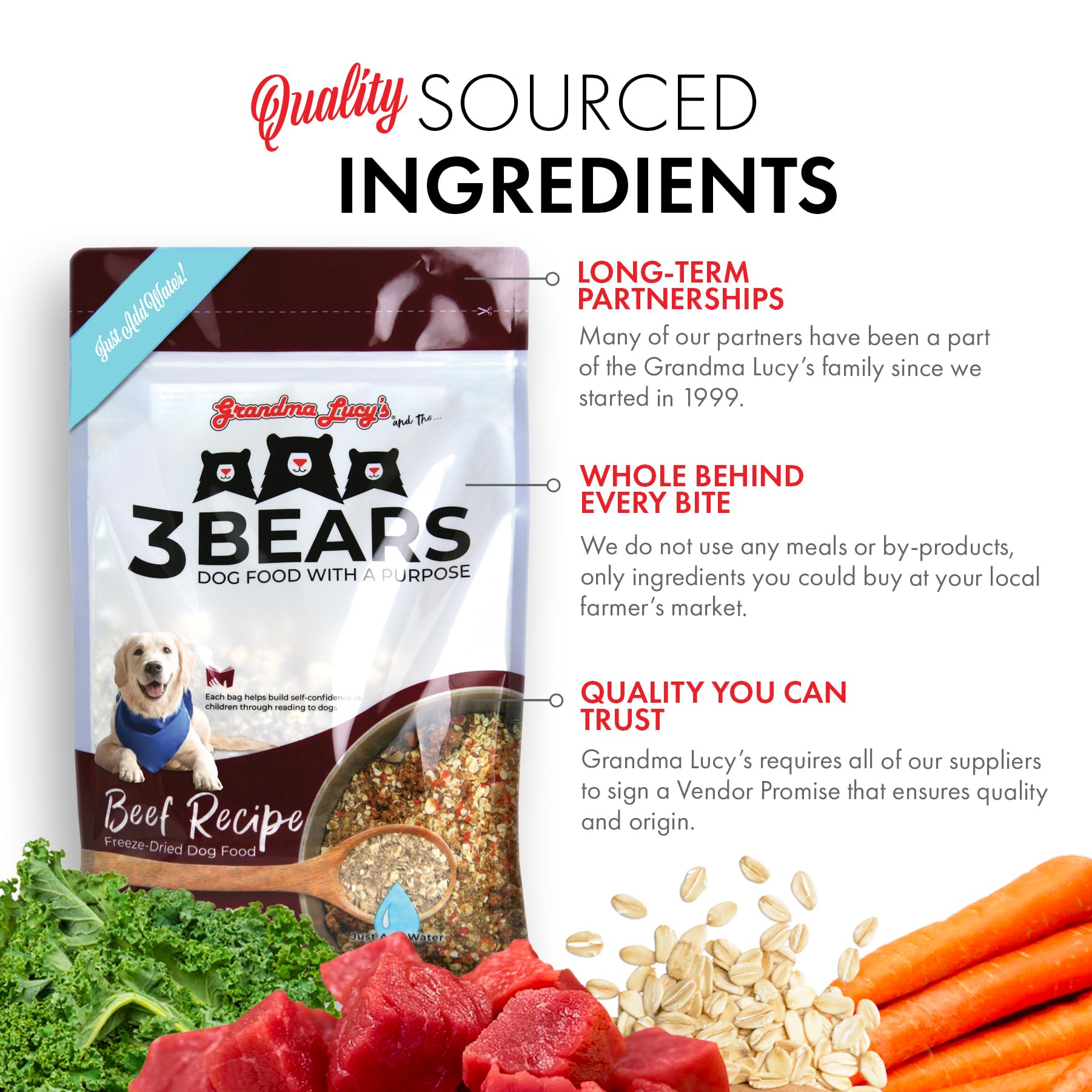 Grandma Lucys 3 Bears Beef Dog Food - 3lb