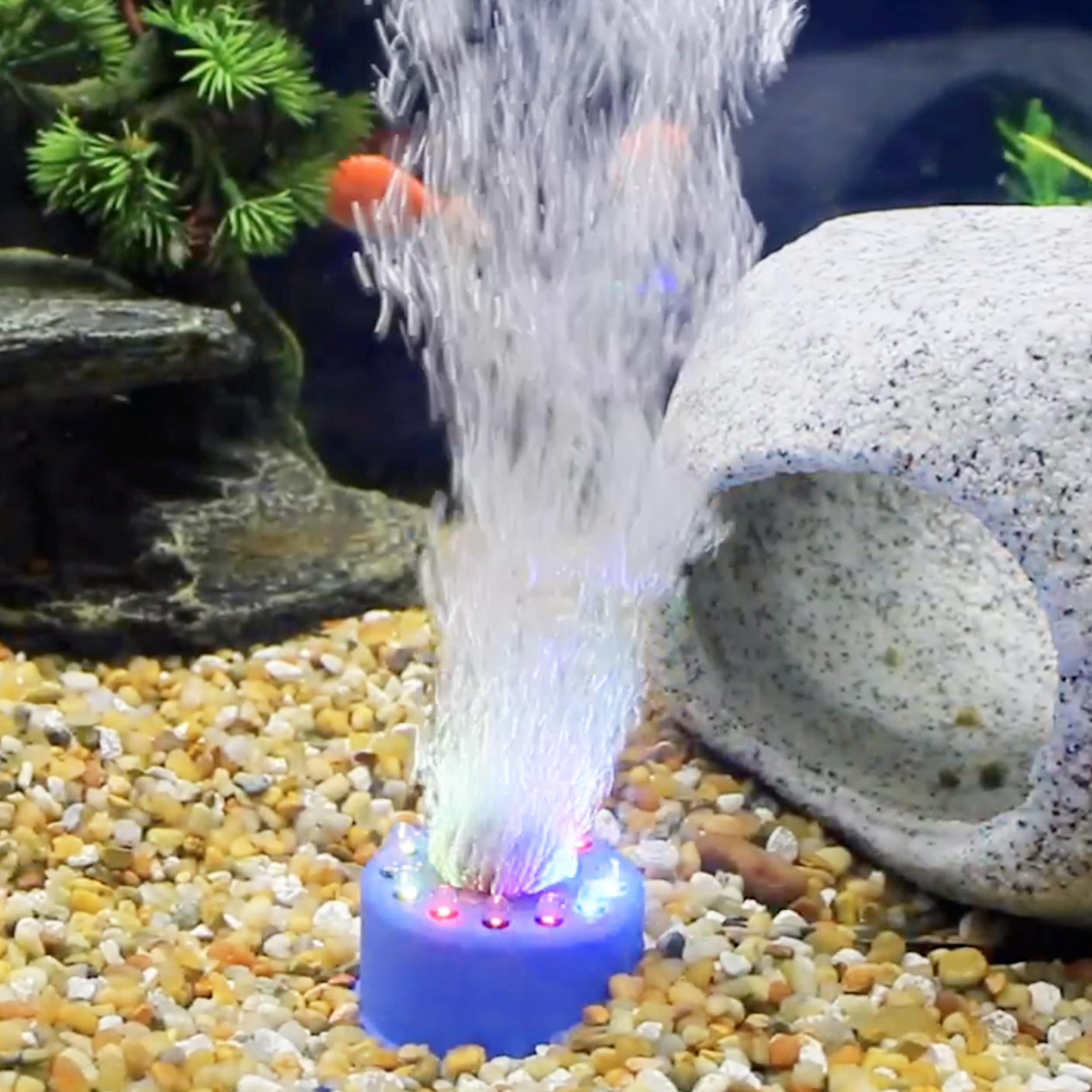 Penn-Plax Cascade Multi-Colored Rainbow LED Air Stone - Great Bubbler for Freshwater & Saltwater Aquariums - 2.5    Diameter
