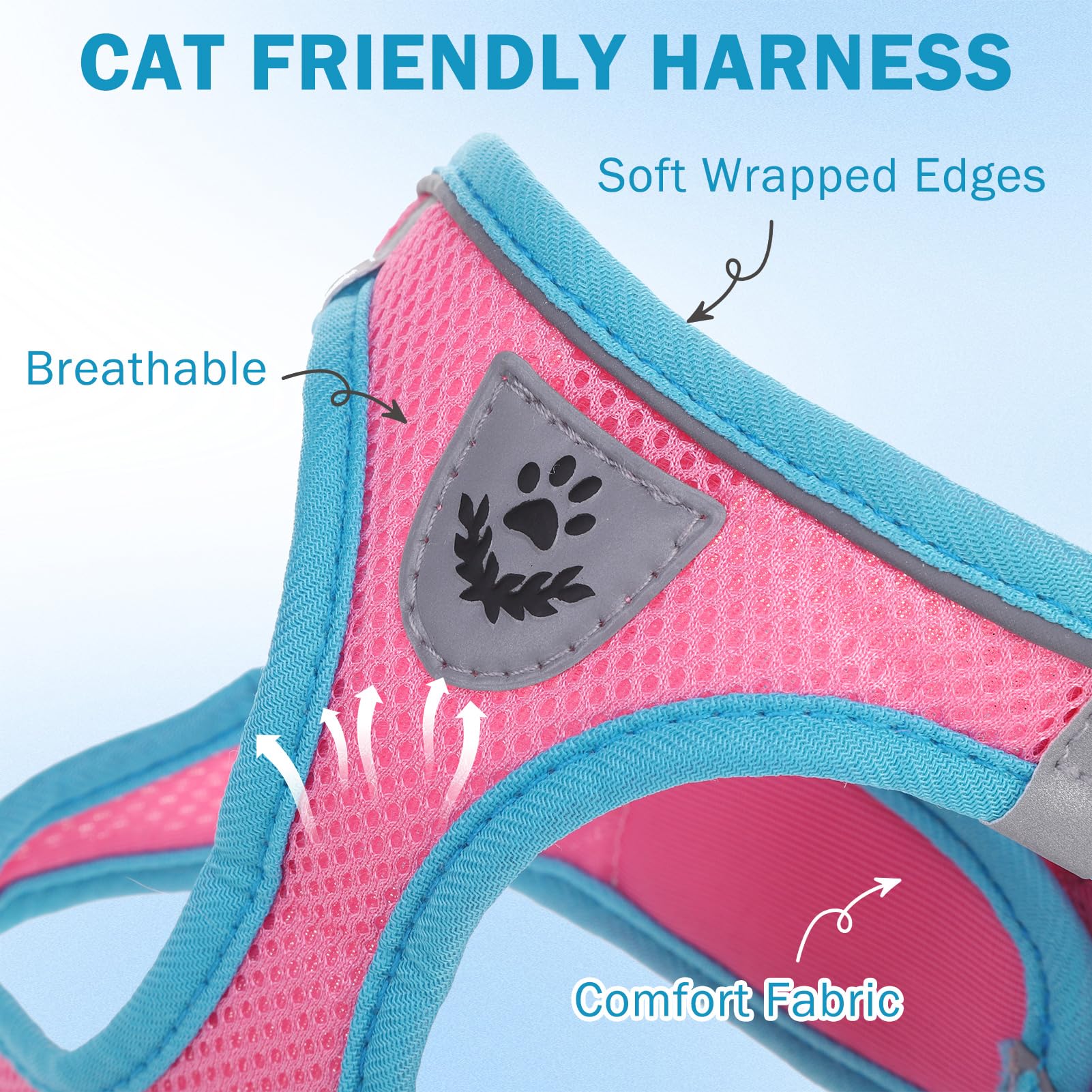 Scenereal Cat Harness And Leash Set Escape Proof, Adjustable Soft Air Mesh Kitten Harnesses For Girls Boys Small Medium Big Cats