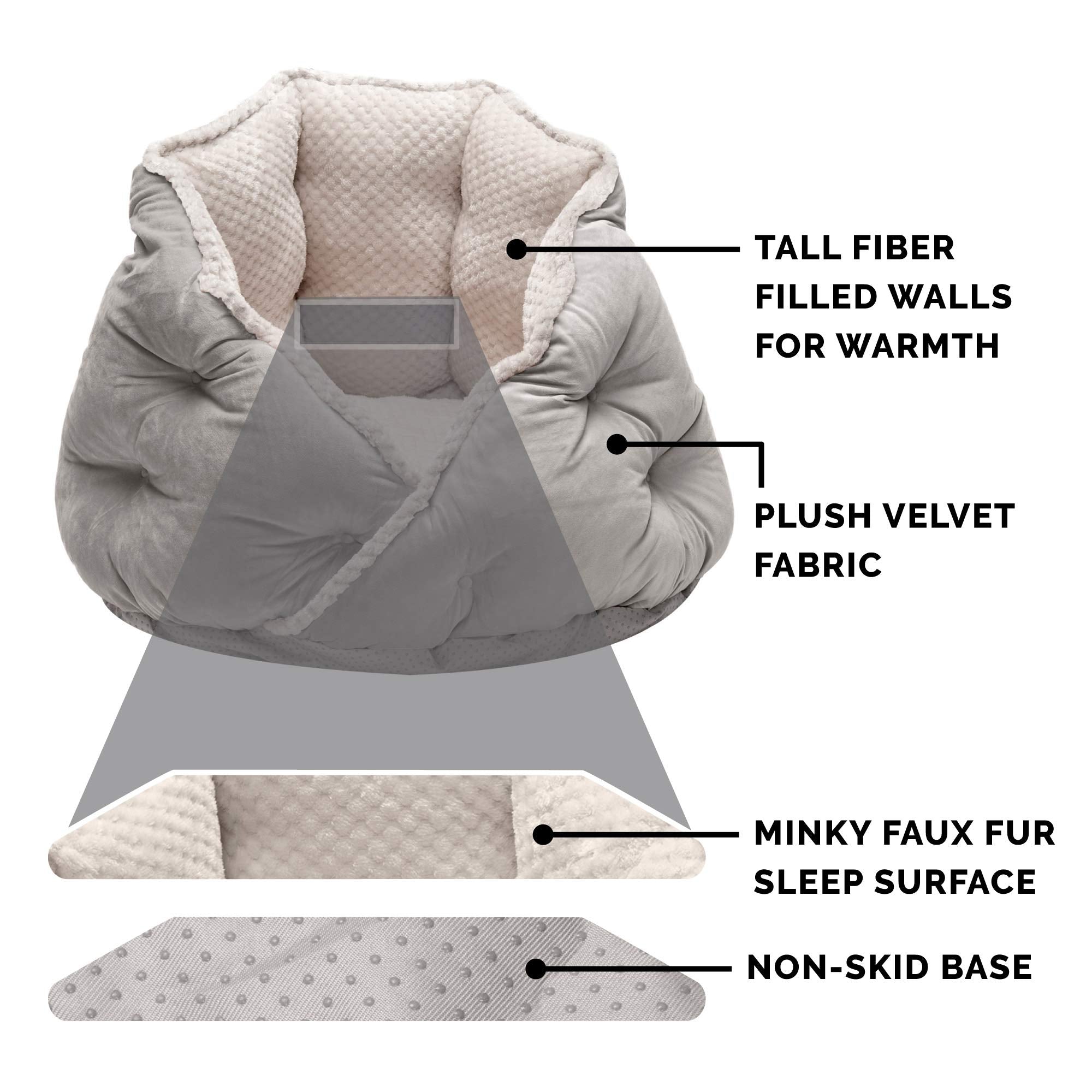 Furhaven 18 Round Pet Bed For Indoor Cats & Small Dogs, 100% Washable, For Pets Up To 14 Lbs - Minky Plush & Velvet Hug Bed -