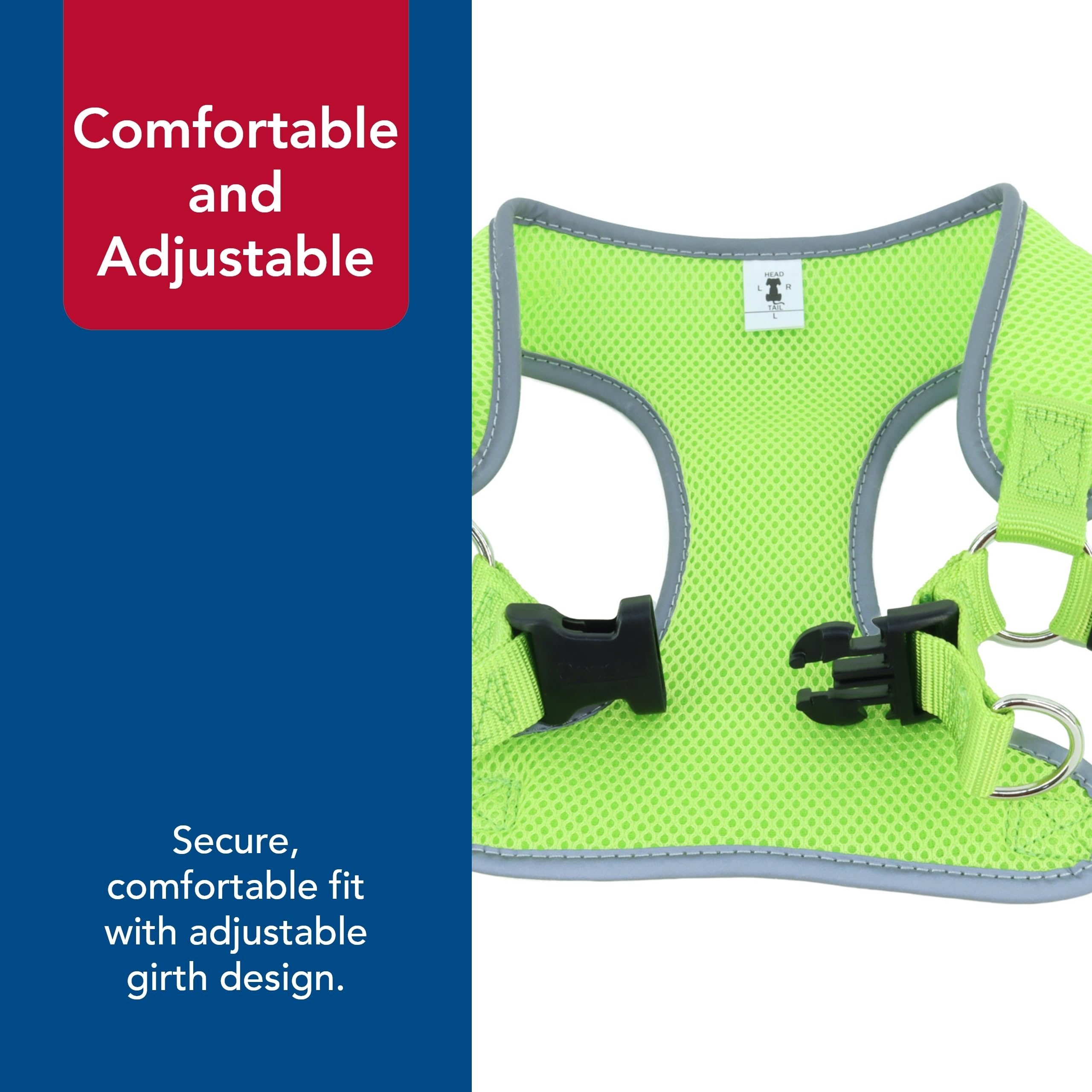 Coastal Pet Comfort Soft Reflective Wrap Adjustable Dog Harness - No-Pull Dog Harness For Small & Large Dogs - Lime - 5/8'' X 19