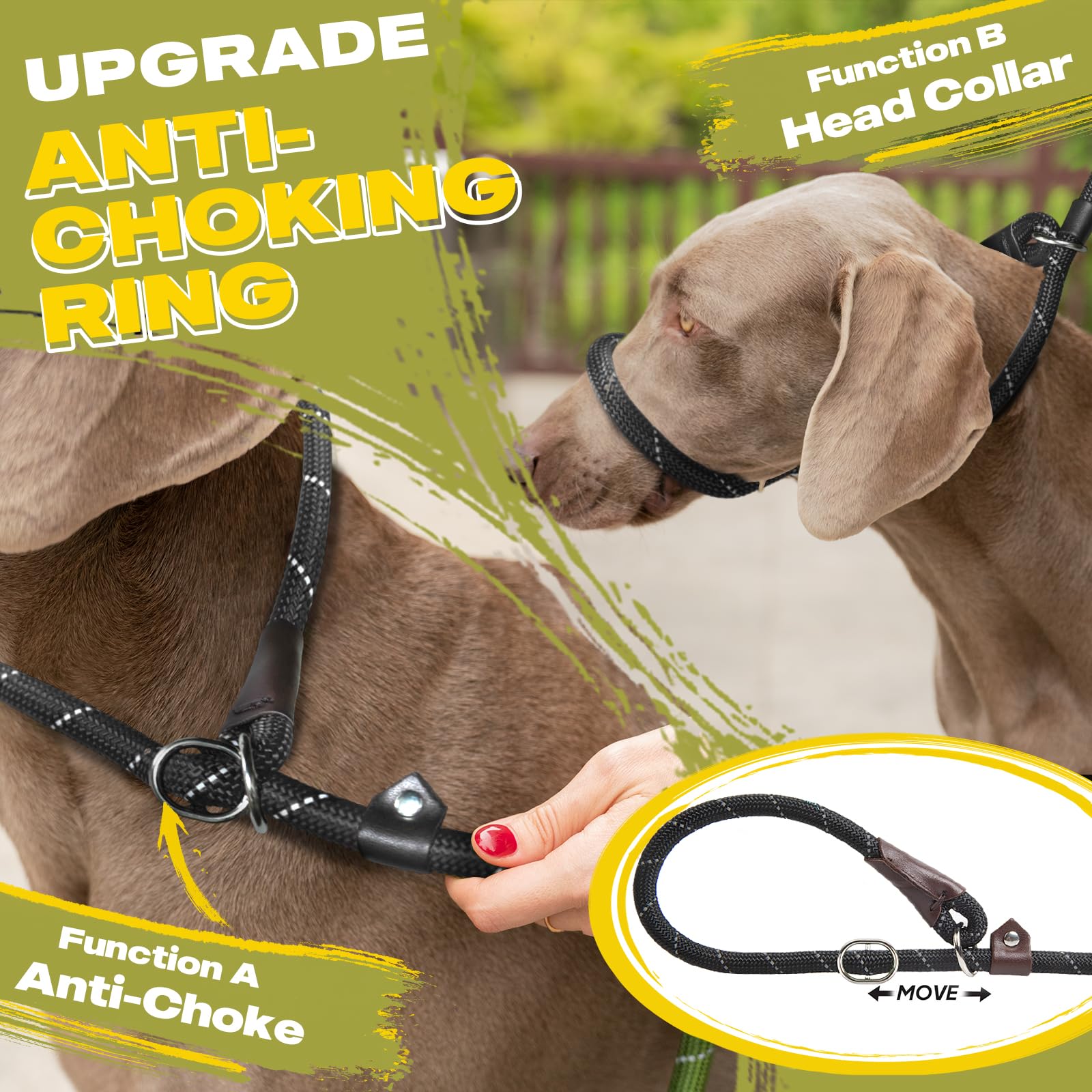 Fida Durable Slip Lead Dog Leash Bulk Pack Of 5, Heavy Duty 1/2' X 6 Ft Comfortable Strong Rope Slip Leash For Large, Medium & Small Dogs No Pulling Pet Training Leash With Highly Reflective (Black)