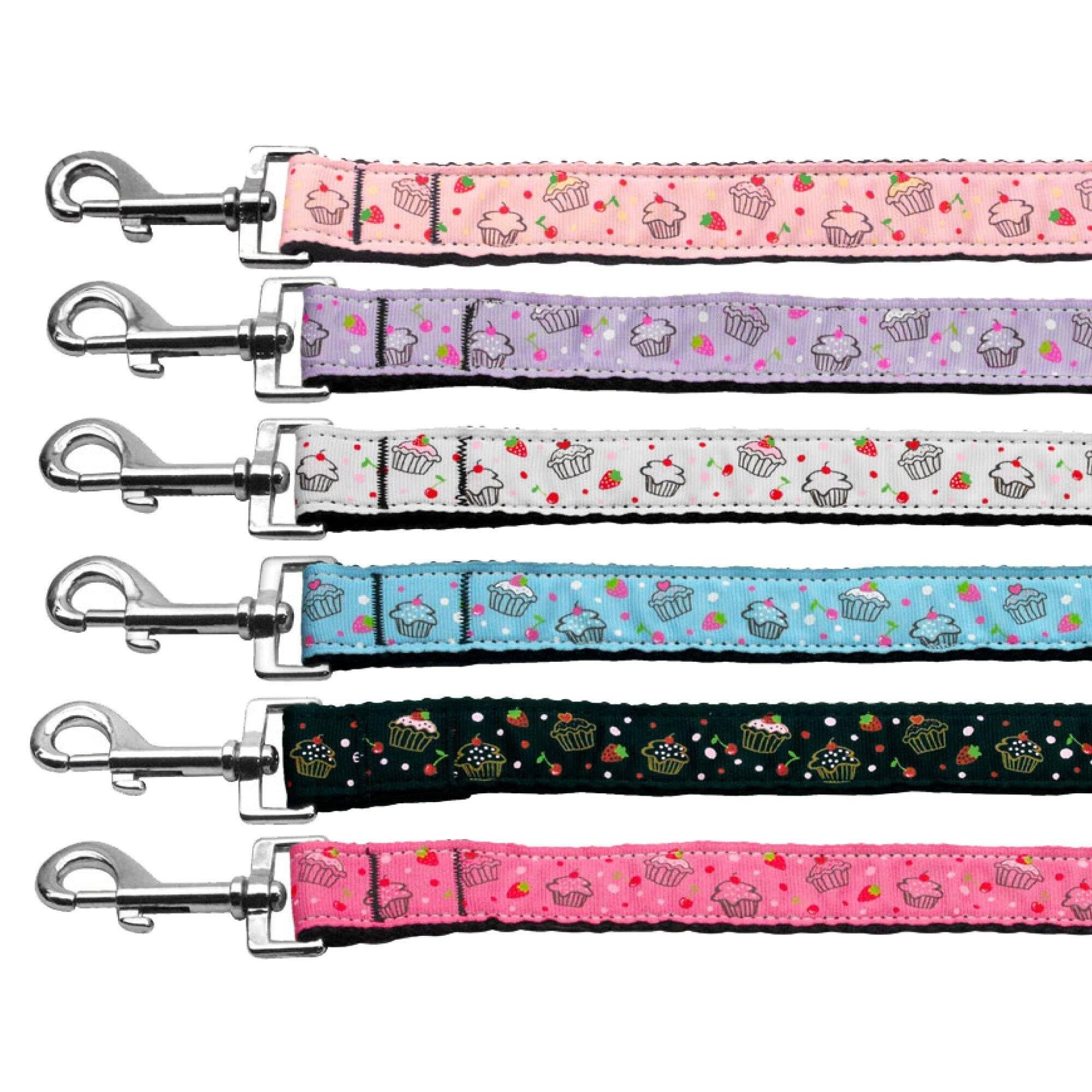 Mirage Pet Products Cupcakes Nylon Ribbon Leash for Pets, 3/8-Inch by 4-Feet, Light Pink