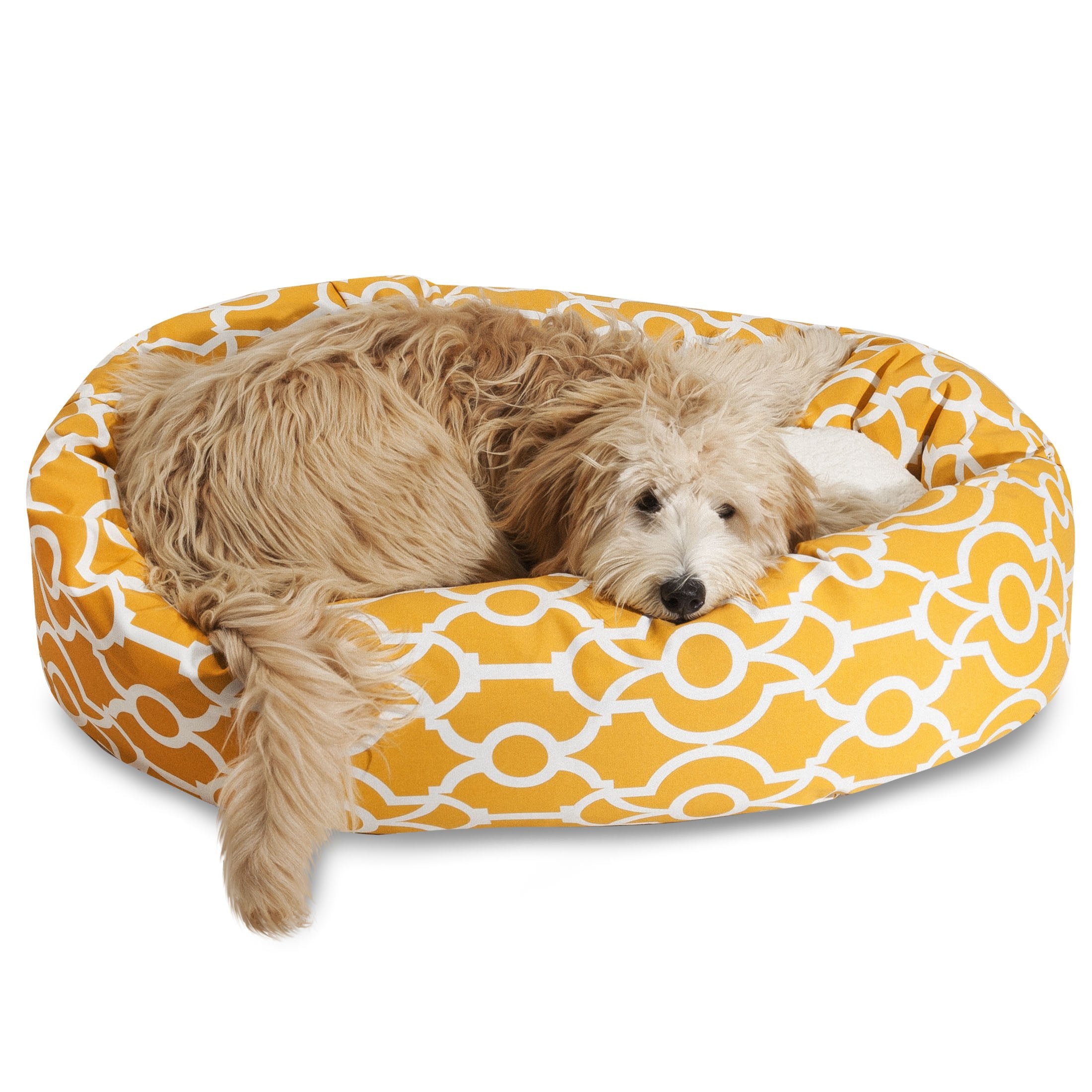 Majestic Pet Athens Sherpa Bagel Bed, 40-Inch, Citrus Yellow