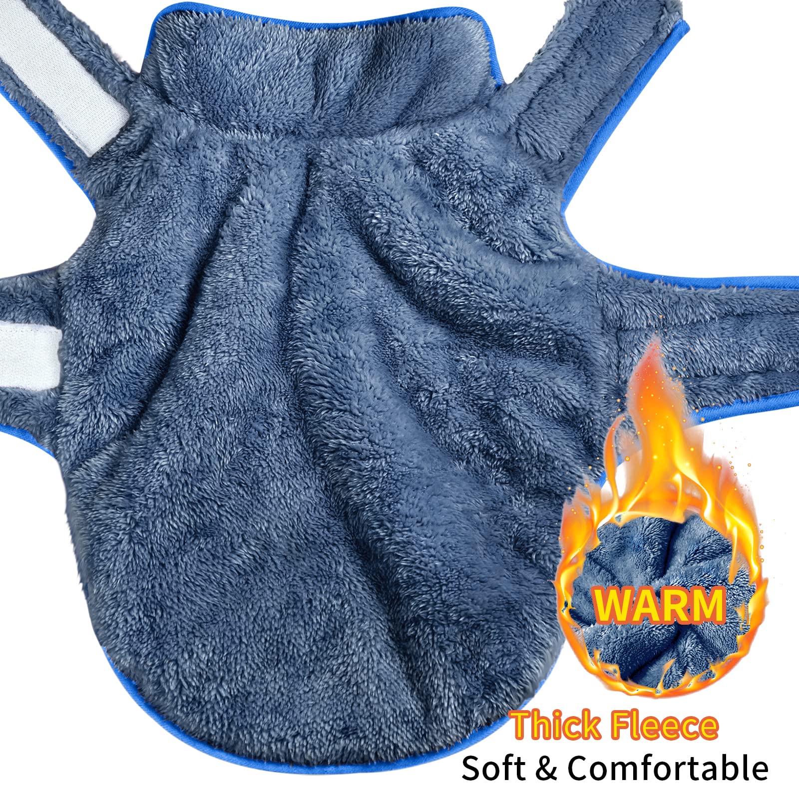 Malier Reversible Fleece Dog Coat, Windproof Warm Jacket For Dogs, Snow Vest - Blue, Small