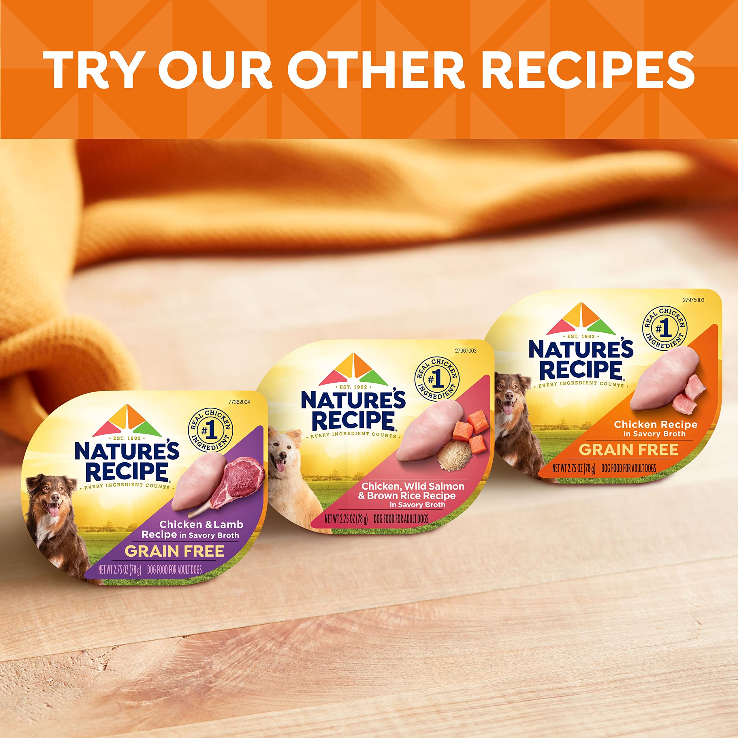 Nature s Recipe Grain Free Chicken & Lamb Recipe in Savory Broth Wet Dog Food, 2.75 oz. Cup, 12 Count