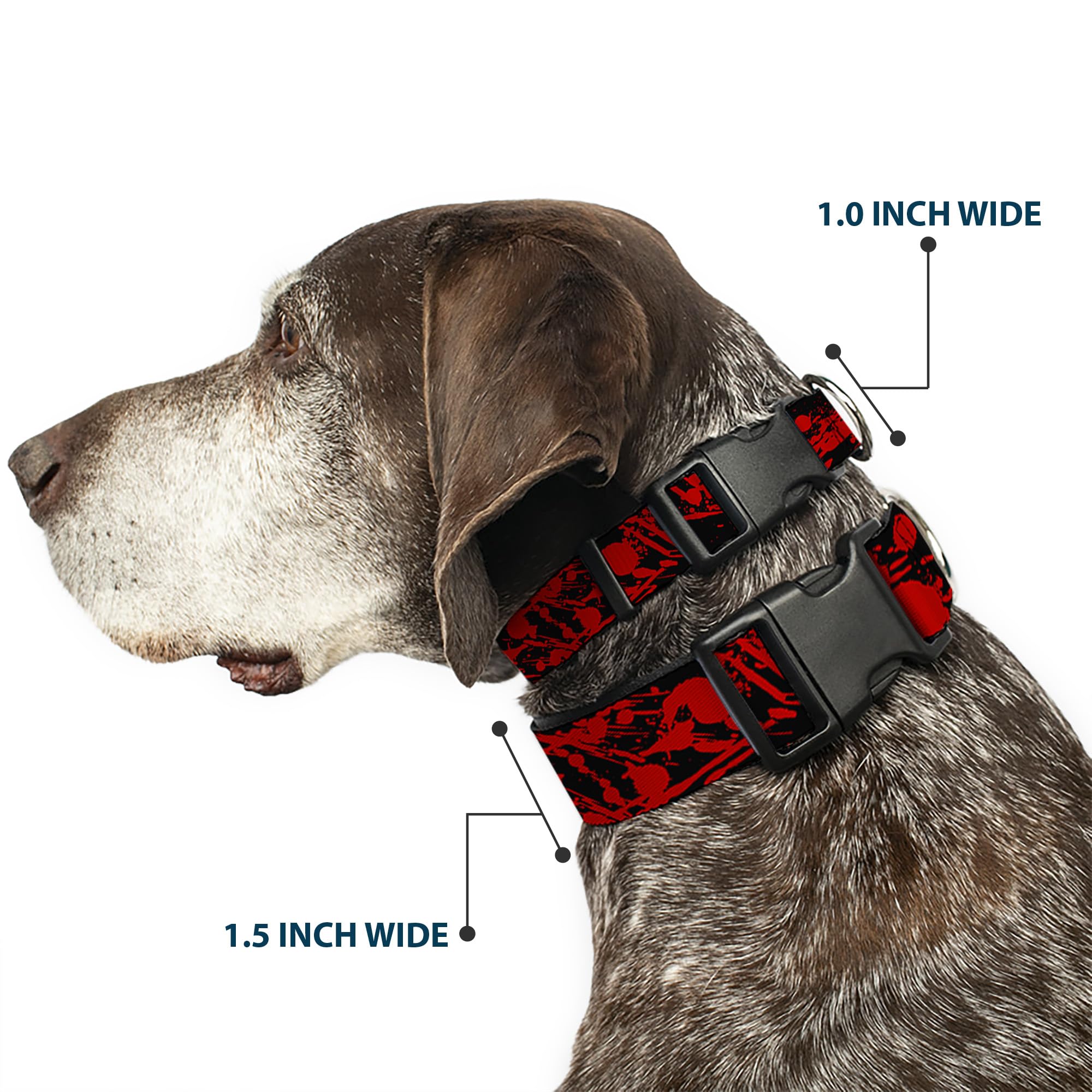 Buckle-Down 16-23 Splatter Black/Red Plastic Clip Collar, Wide Medium