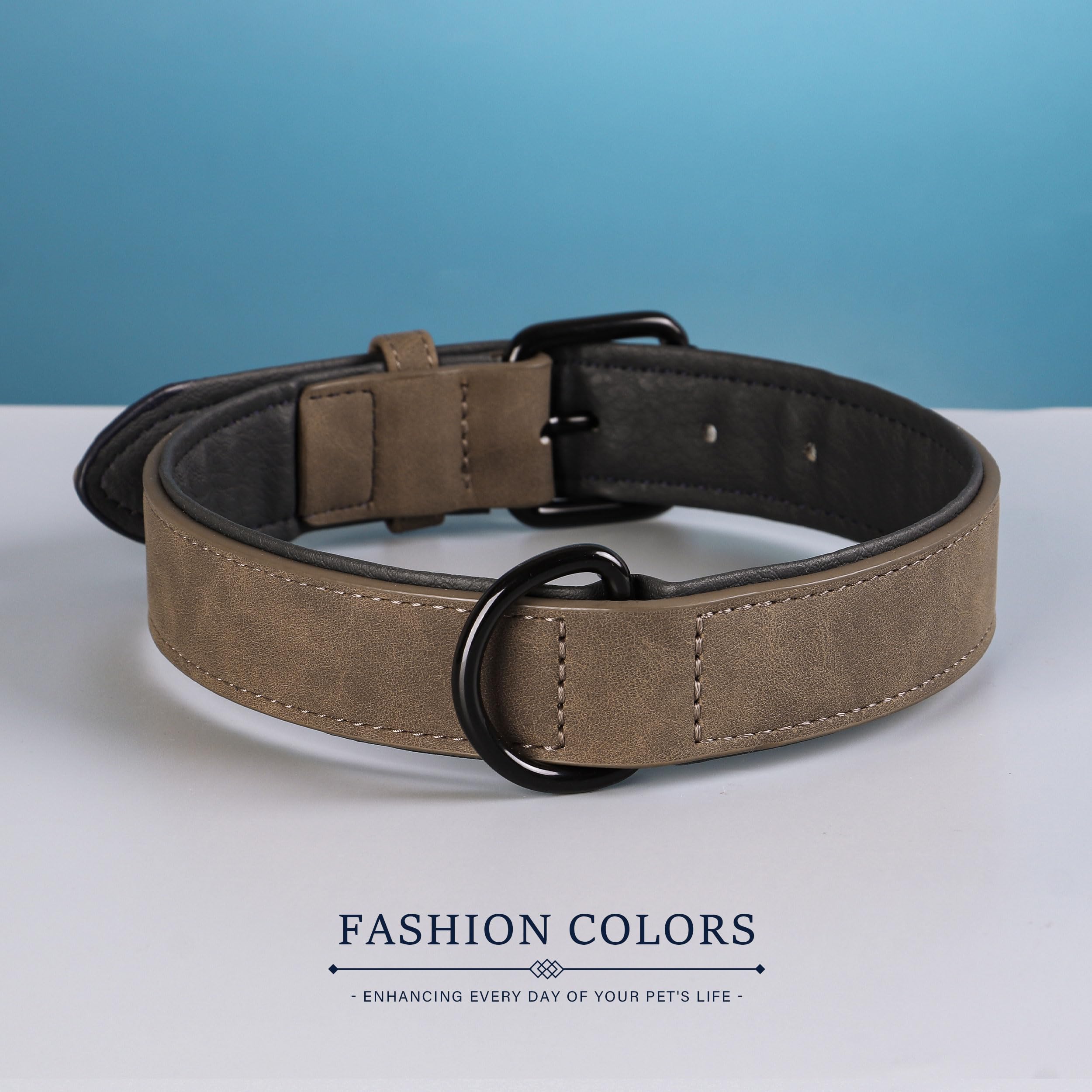 Didog Soft Padded Leather Dog Collar, Breathable Dog Collar Faux Leather with Adjustable Rust-Proof Metal Buckle for Small Mediu