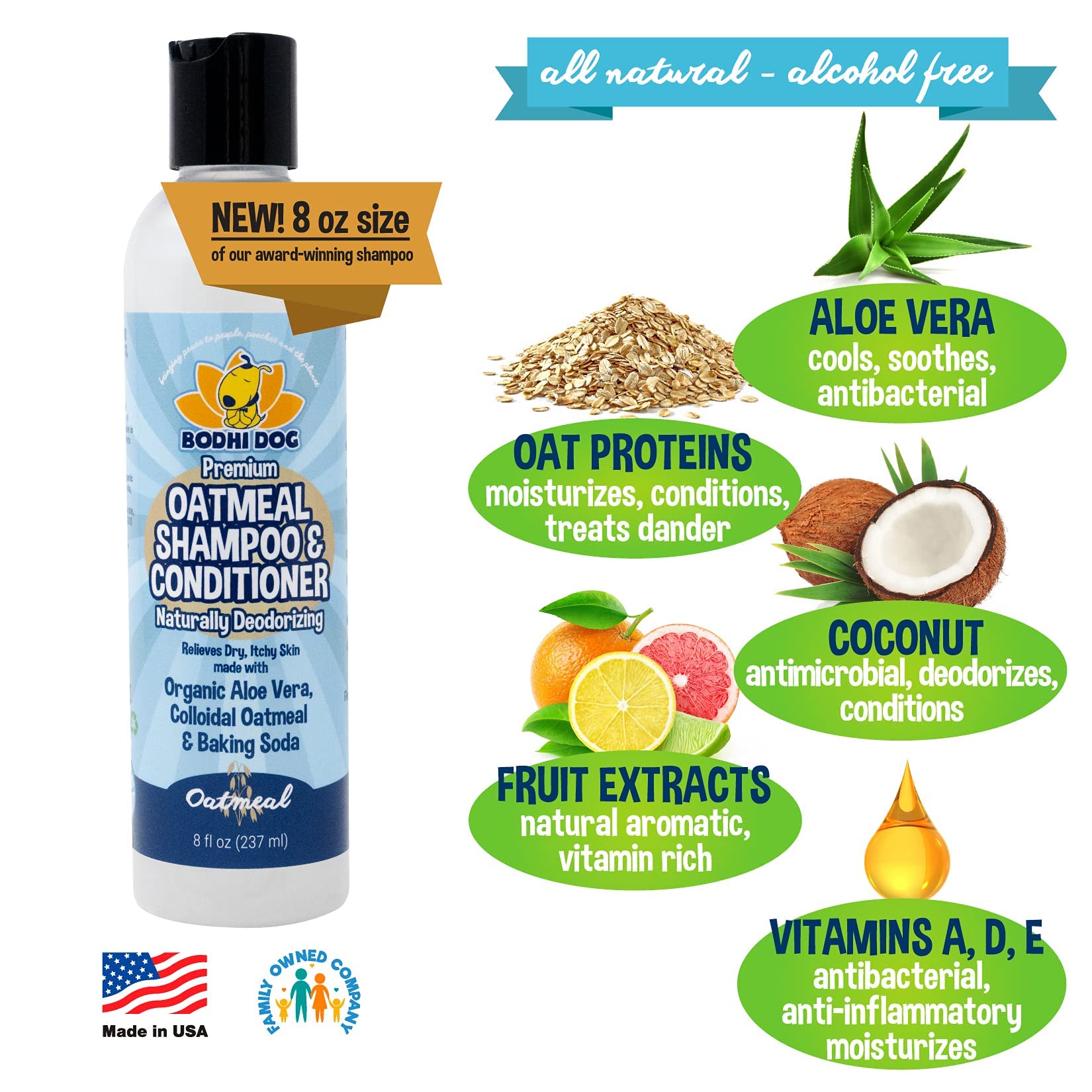Organic Natural Oatmeal Dog Shampoo and Conditioner | Conditioning Deodorizing Formula for Dogs Cats & Pets | Treatment Wash Soo