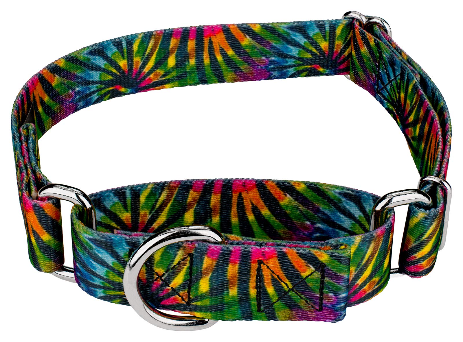 Country Brook Petz - Tie Dye Stripes Martingale Dog Collar - Groovy Collection Featuring Far Out Designs (1 Inch, Medium)