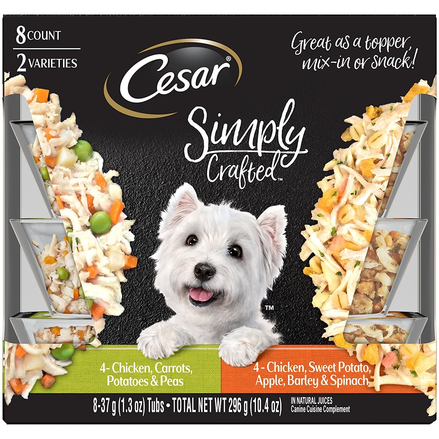 Cesar Simply Crafted Adult Wet Dog Food Cuisine Complement Variety Pack 1.3 Ounce Tubs (2, 8-Packs)
