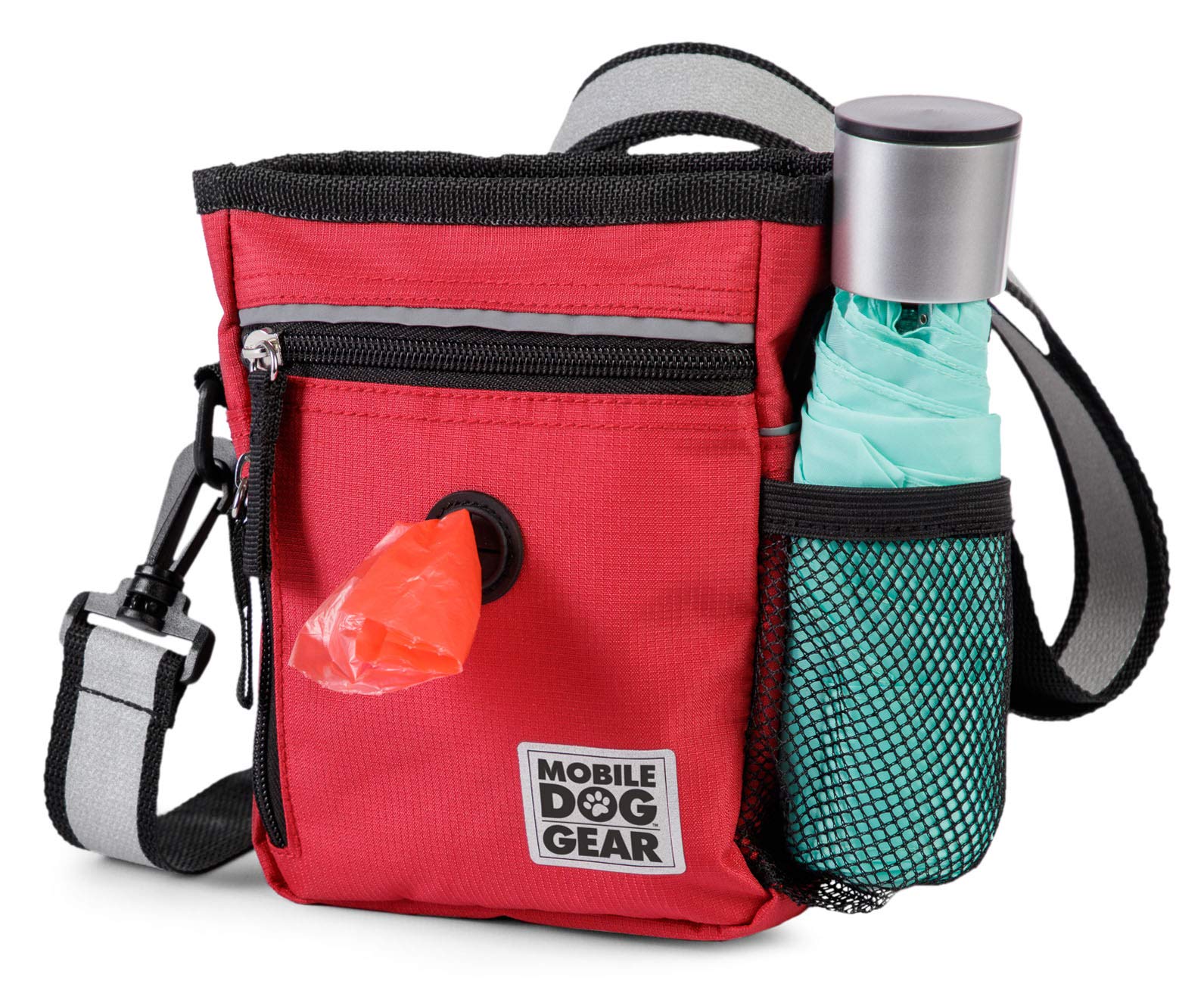Mobile Dog Gear, Small Dog Walking Bag, Day or Night Reflective, 6 x 7 Inches