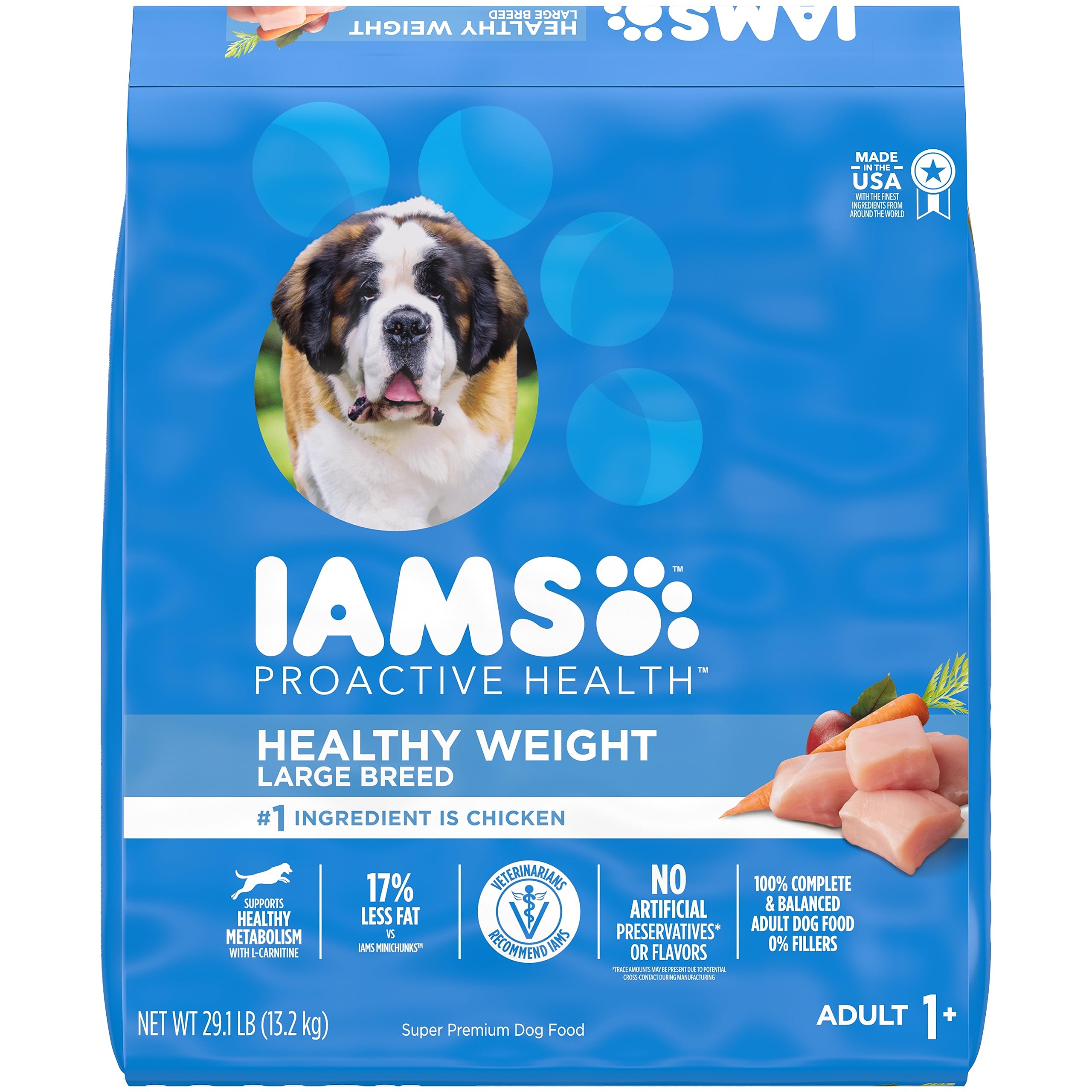 IAMS Proactive Health Healthy Weight Control Large Breed Adult Dry Dog Food with Real Chicken, 29.1 lb. Bag