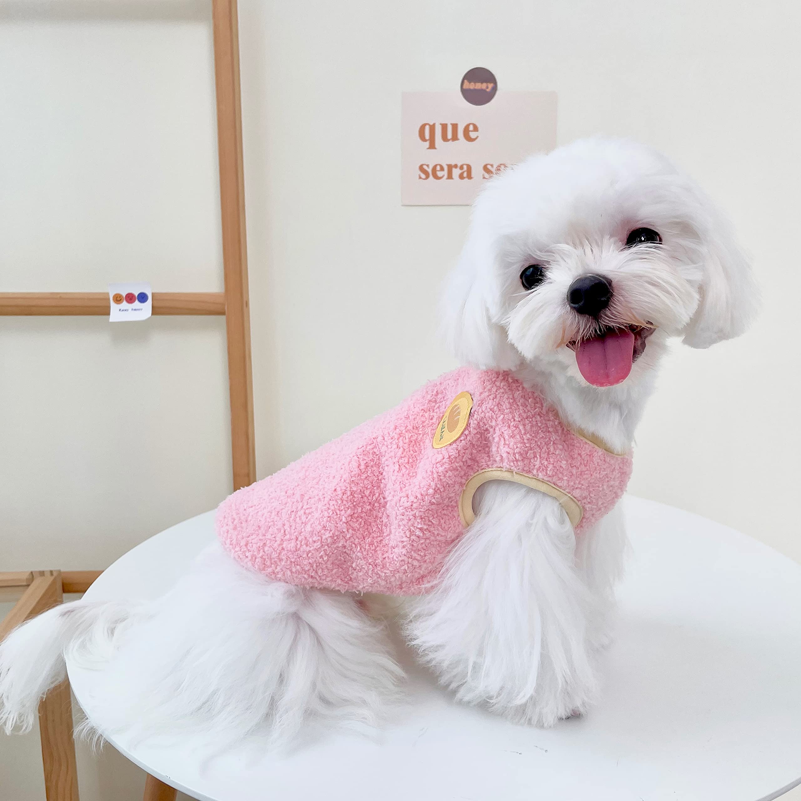 Loyanyy Fleece Lined Dog Vest For Winter Warm Soft Sweater For Small Medium Dog Cat Cute Puppy Kitten Clothes A Pink Medium