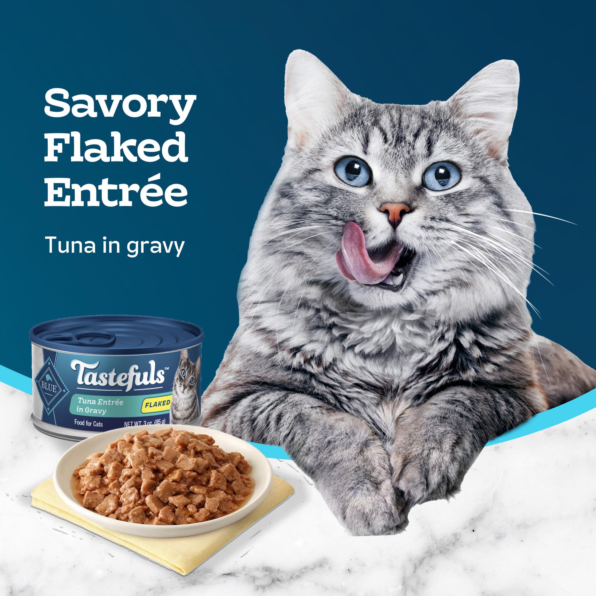 Blue Buffalo Tastefuls Flaked Wet Cat Food, Made with Natural Ingredients, Tuna, 3-oz Cans (24 Count)