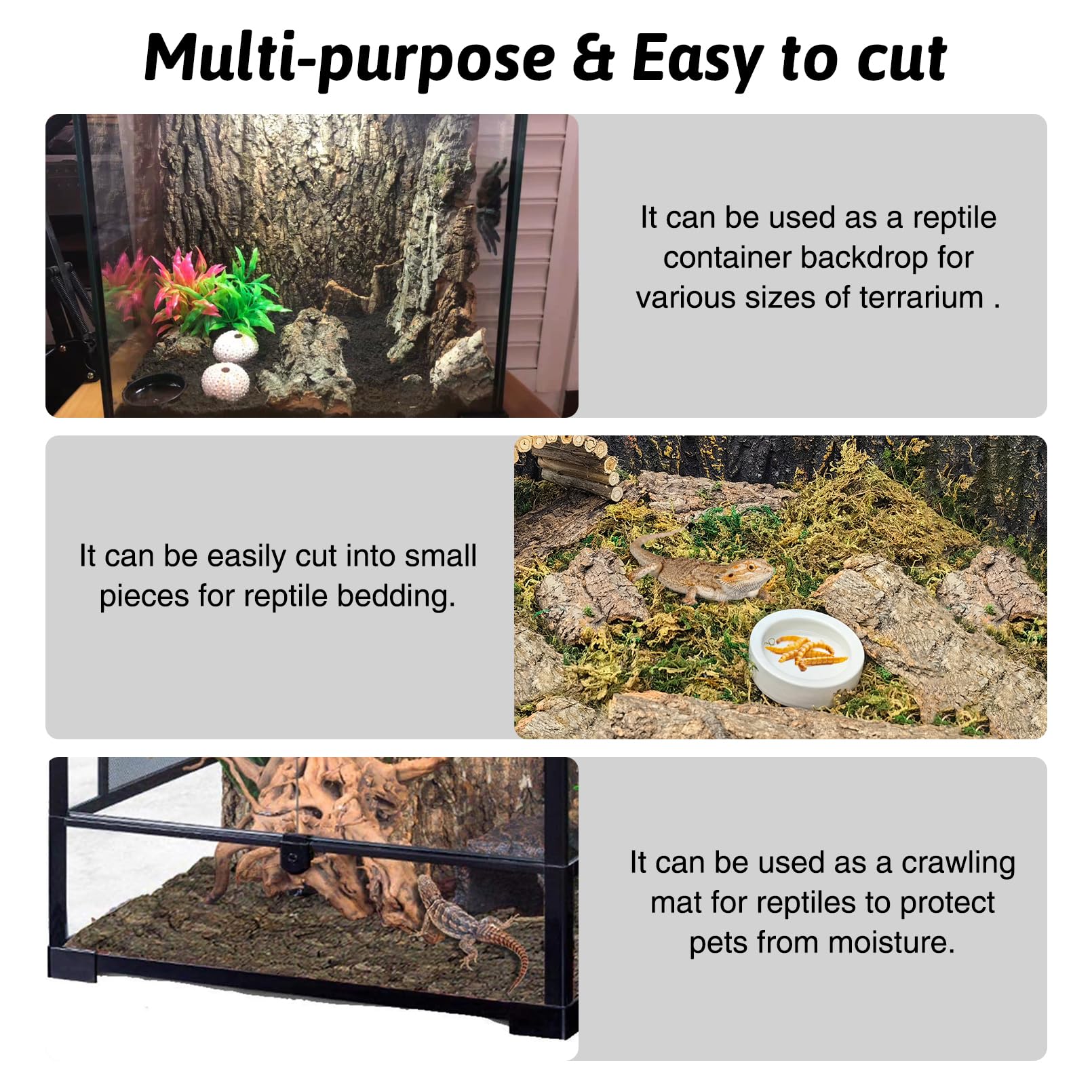 Kathson 4Pcs Cork Tile Background Bark 11.6   Lx7.7   W Reptile Tank Background Terrarium Backdrop Wall Decor Natural Reptile Cl