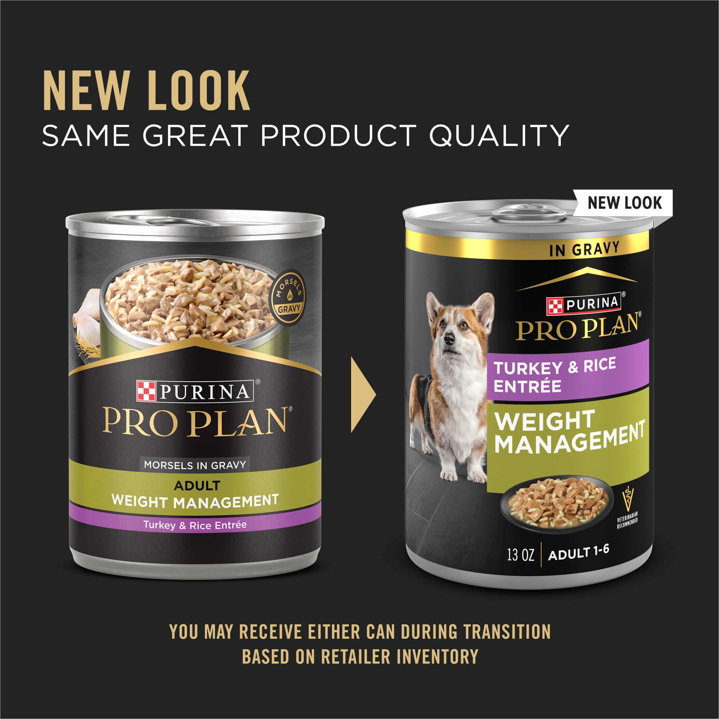 Purina Pro Plan Weight Management Wet Dog Food Turkey and Rice Entree in Gravy - (Pack of 12) 13 oz. Cans