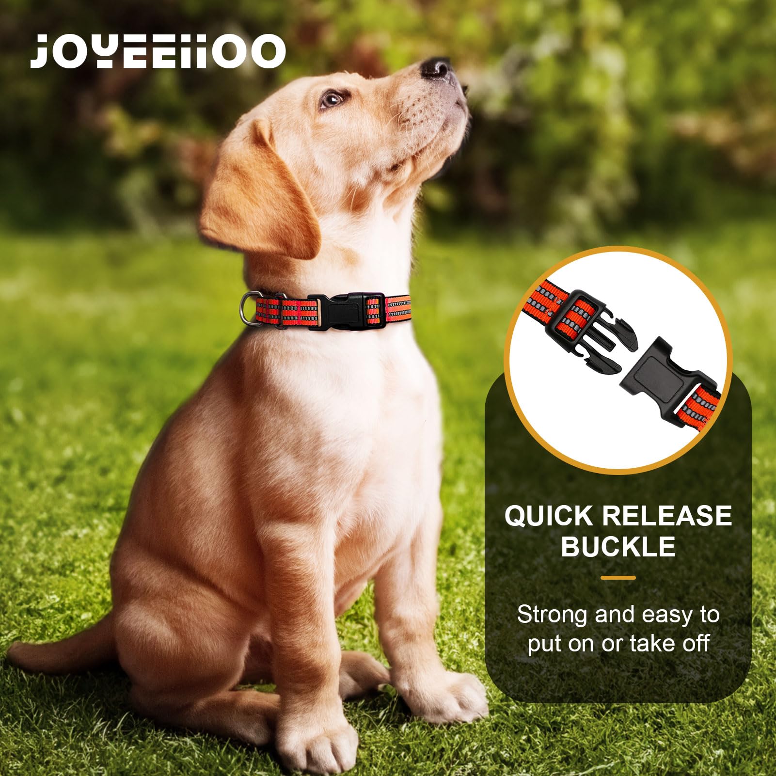 Joyeeiioo Martingale Dog Collar, Adjustable Nylon Reflective Collar With Quick Release Buckle (Bright Orange, Extra Large)