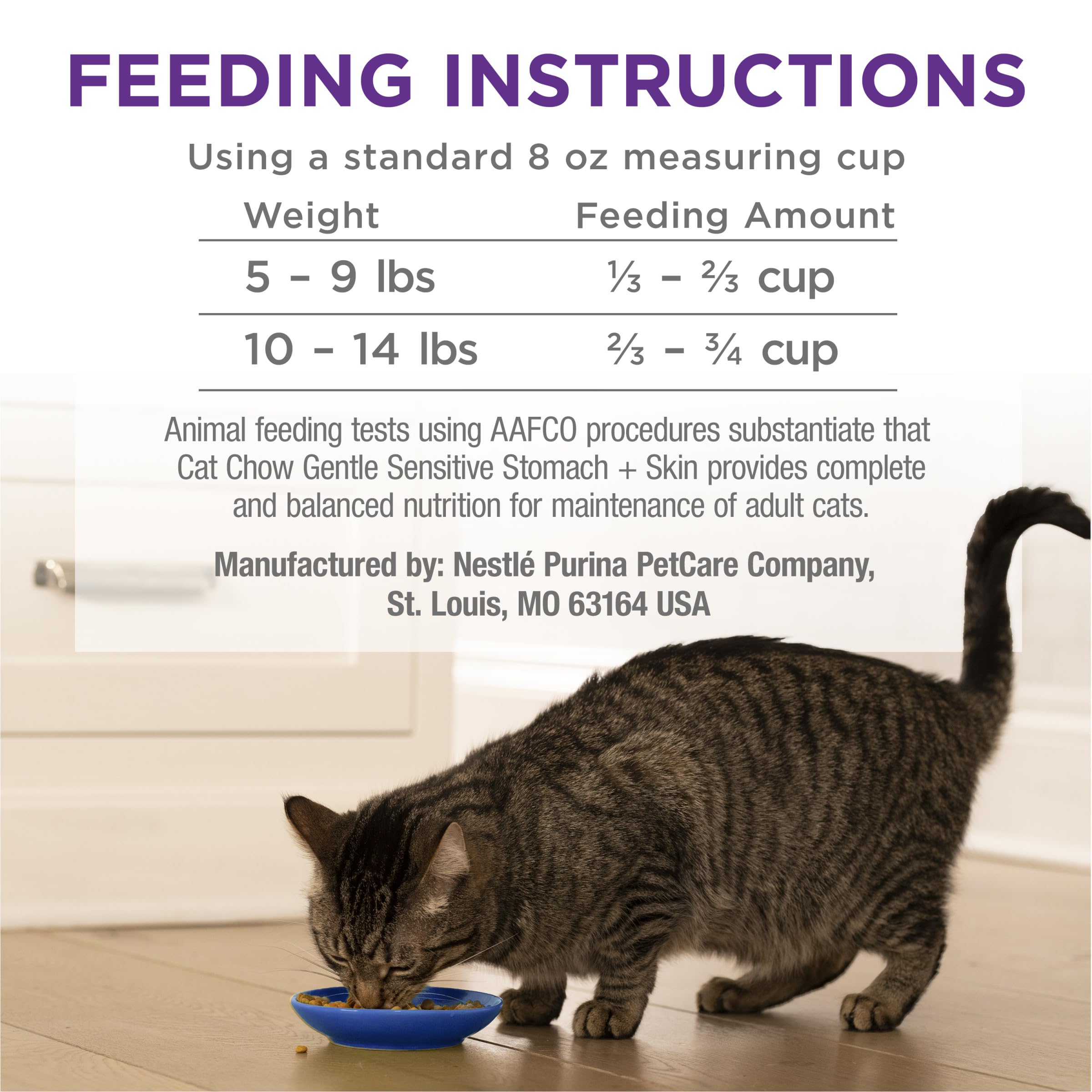 Purina Cat Chow Gentle Dry Cat Food, Sensitive Stomach + Skin - 13 lb. Bag