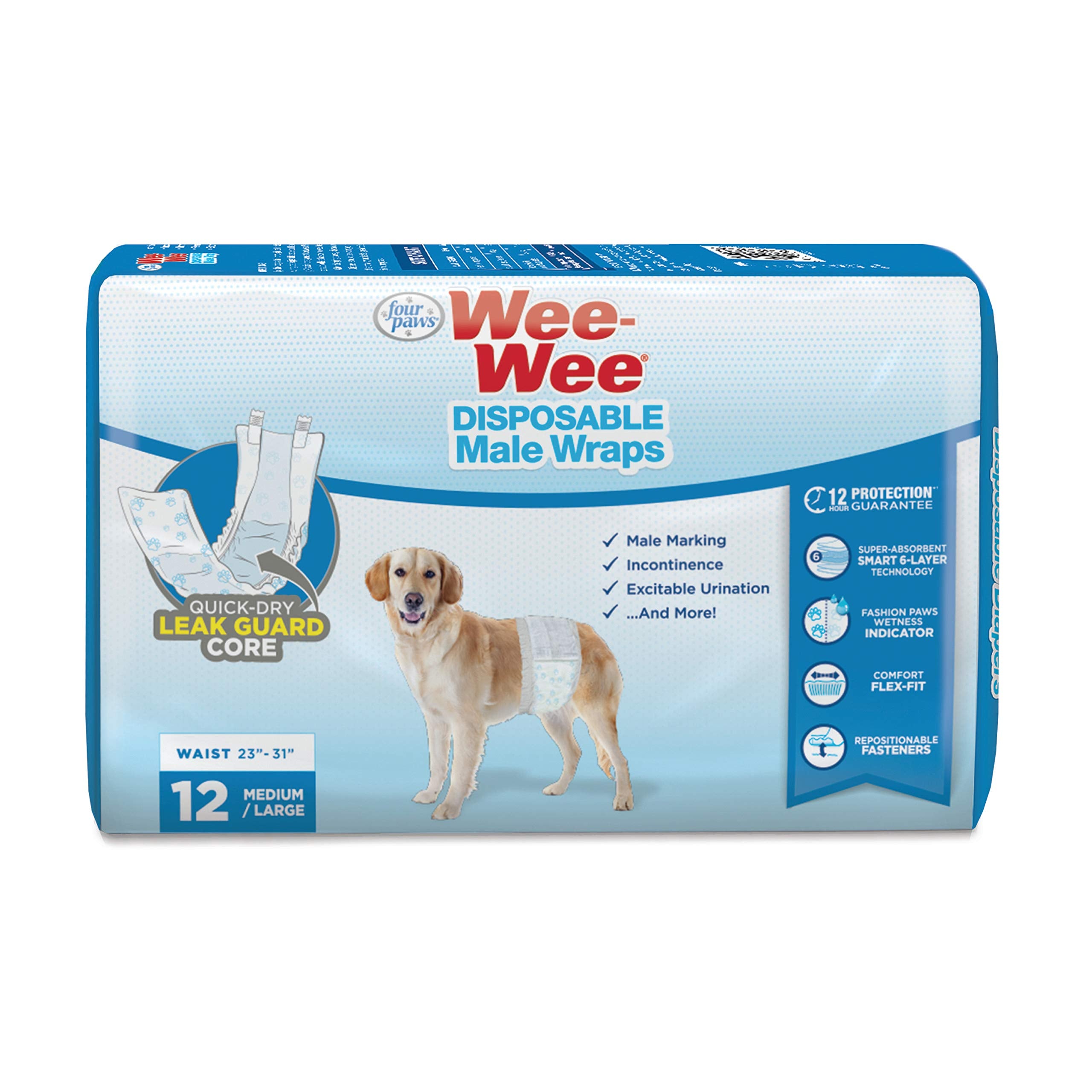 Fp 12Pk Md/Lg Disp Male Wrap Dog
