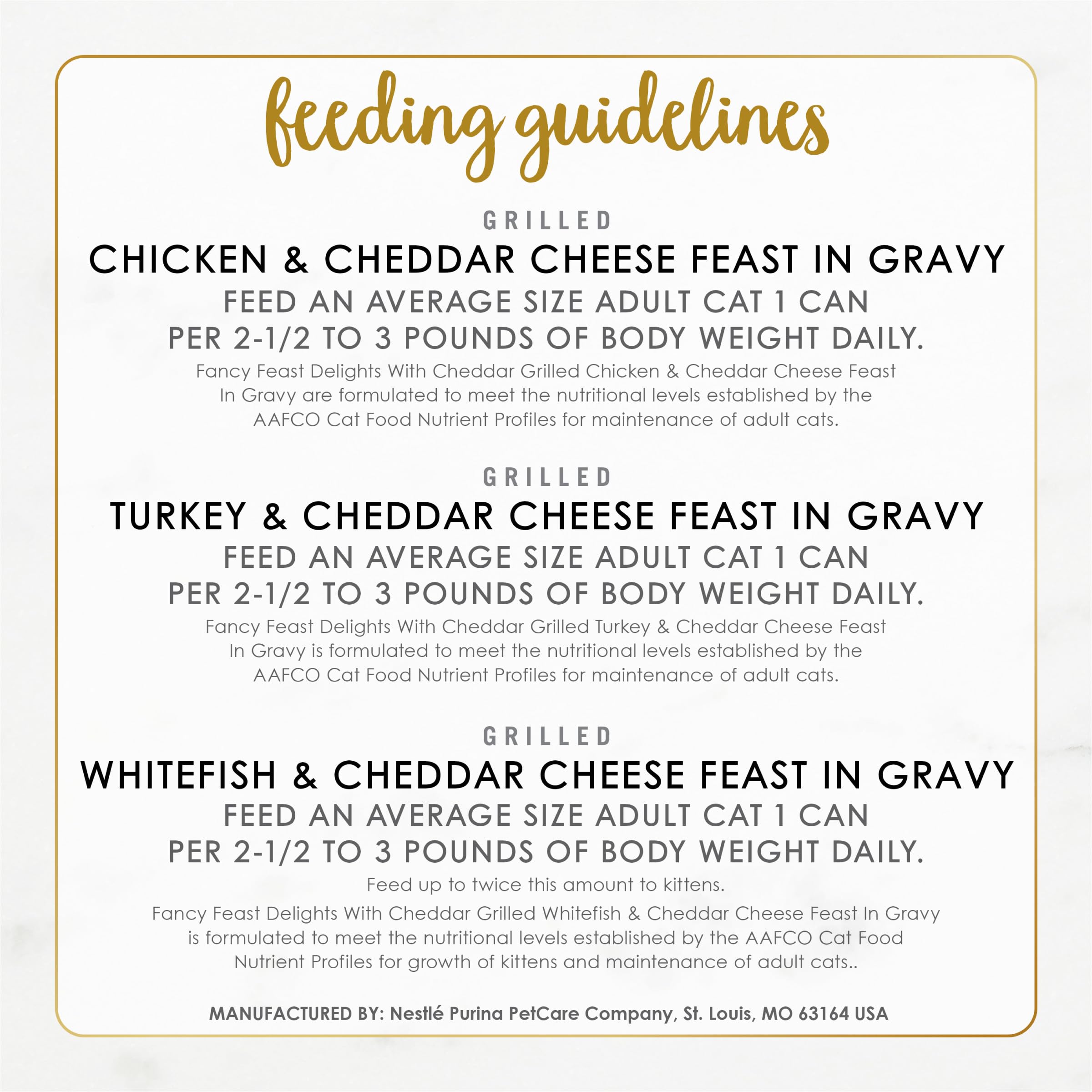 Purina Fancy Feast Delights with Cheddar Grilled Chicken, Turkey or Whitefish and Cheddar Cheese Feast in Gravy Wet Cat Food Var