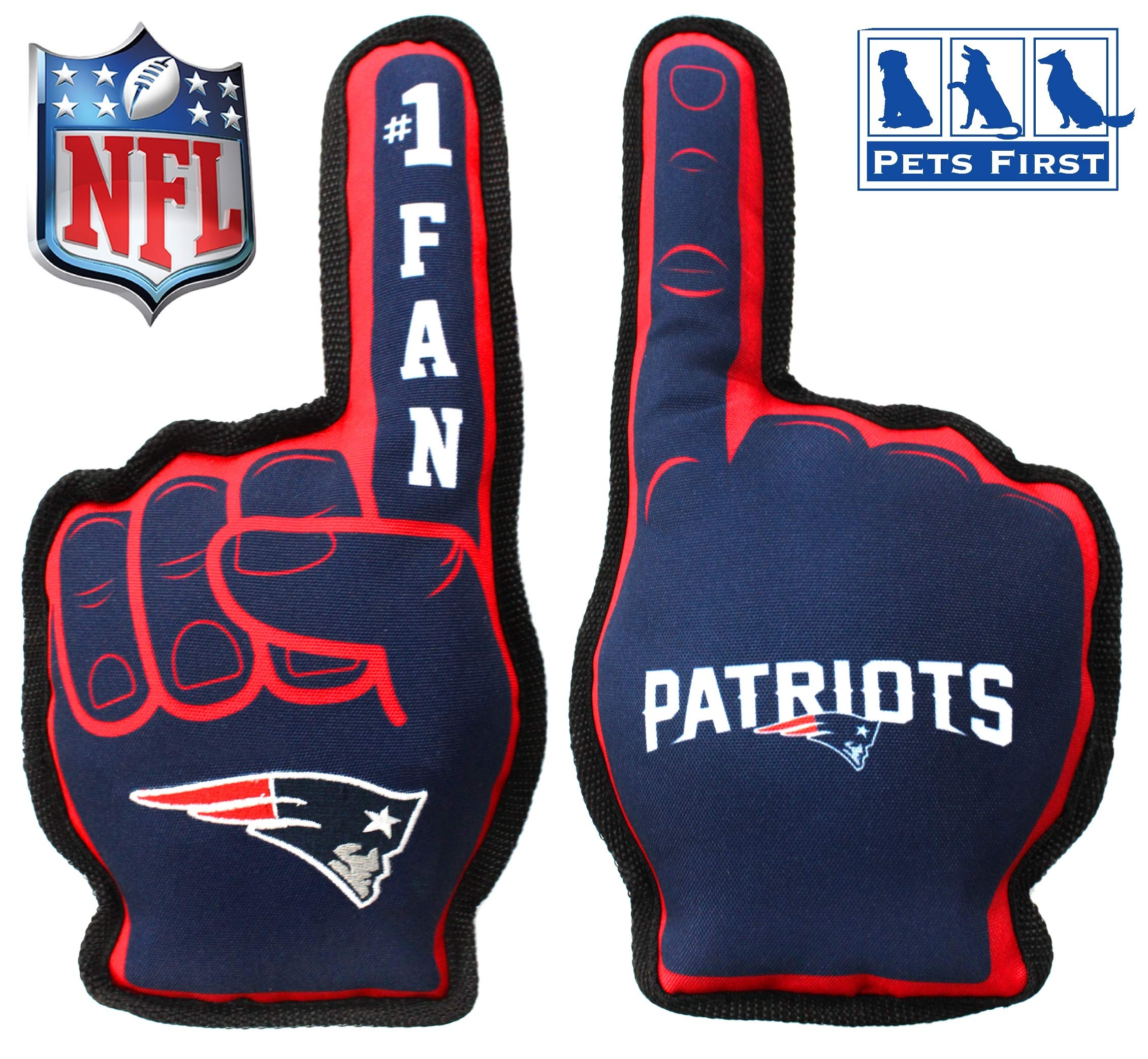 Nfl New England Patriots #1 Fan Toy For Dogs & Cats. Best Tough Pet Toy With Inner Squeaker
