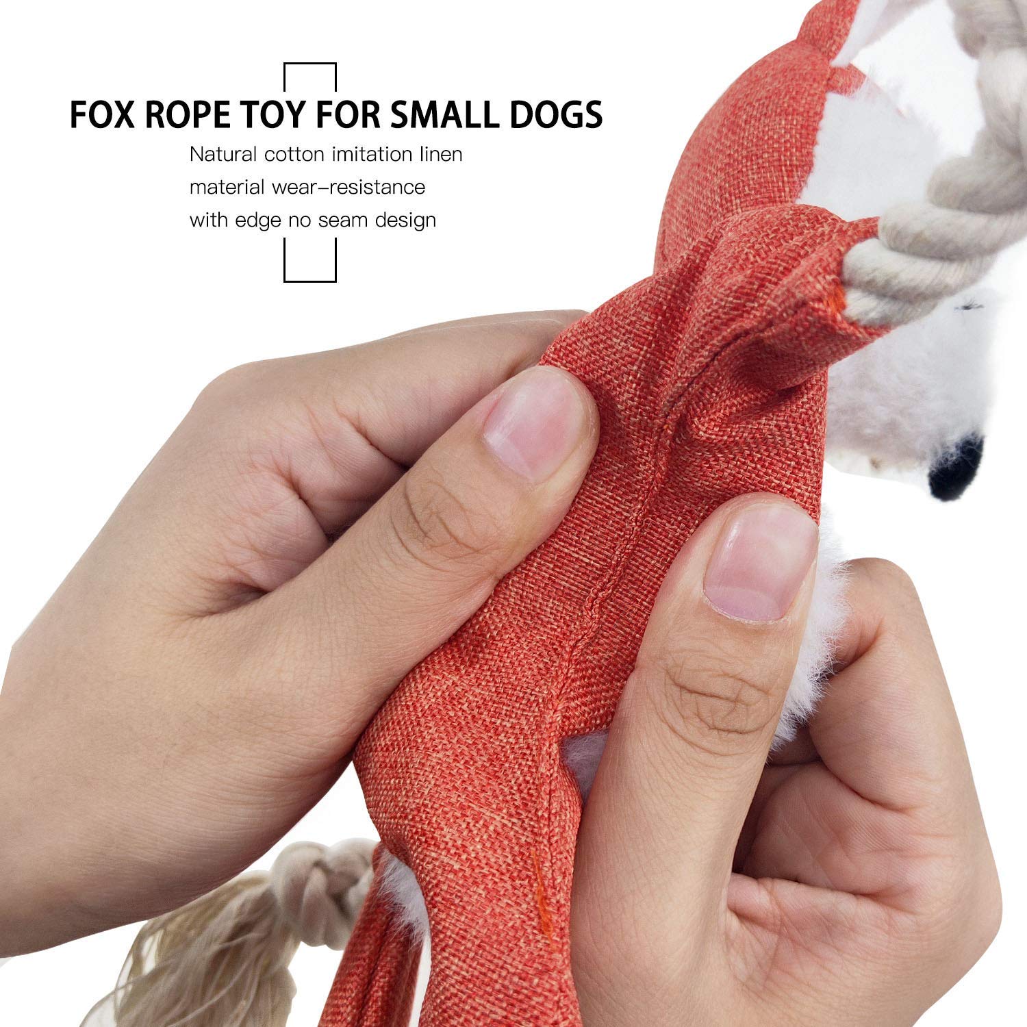 Fox Dog Toy With Squeaker, Stuffless Dog Toy Crinkle Hunting Dog Toy Plush Durable Dog Squeaky Toys Cotton Rope Dog Toy Througho