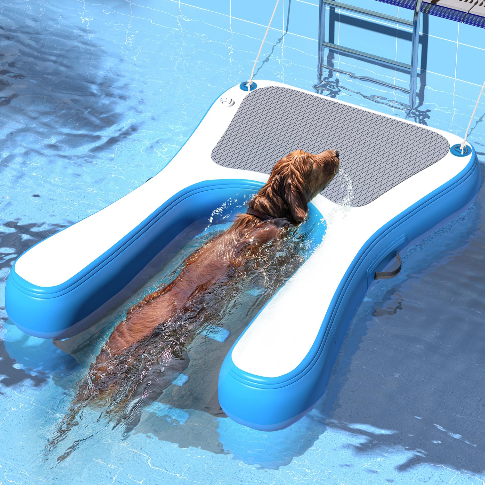 Coziwow Dog Boat Ramp 60' L Extra Wide Dog Pool Ramp,Floating Water Ladder For Dogs Up To 220 Lbs,Puncture-Resistant Surface Id