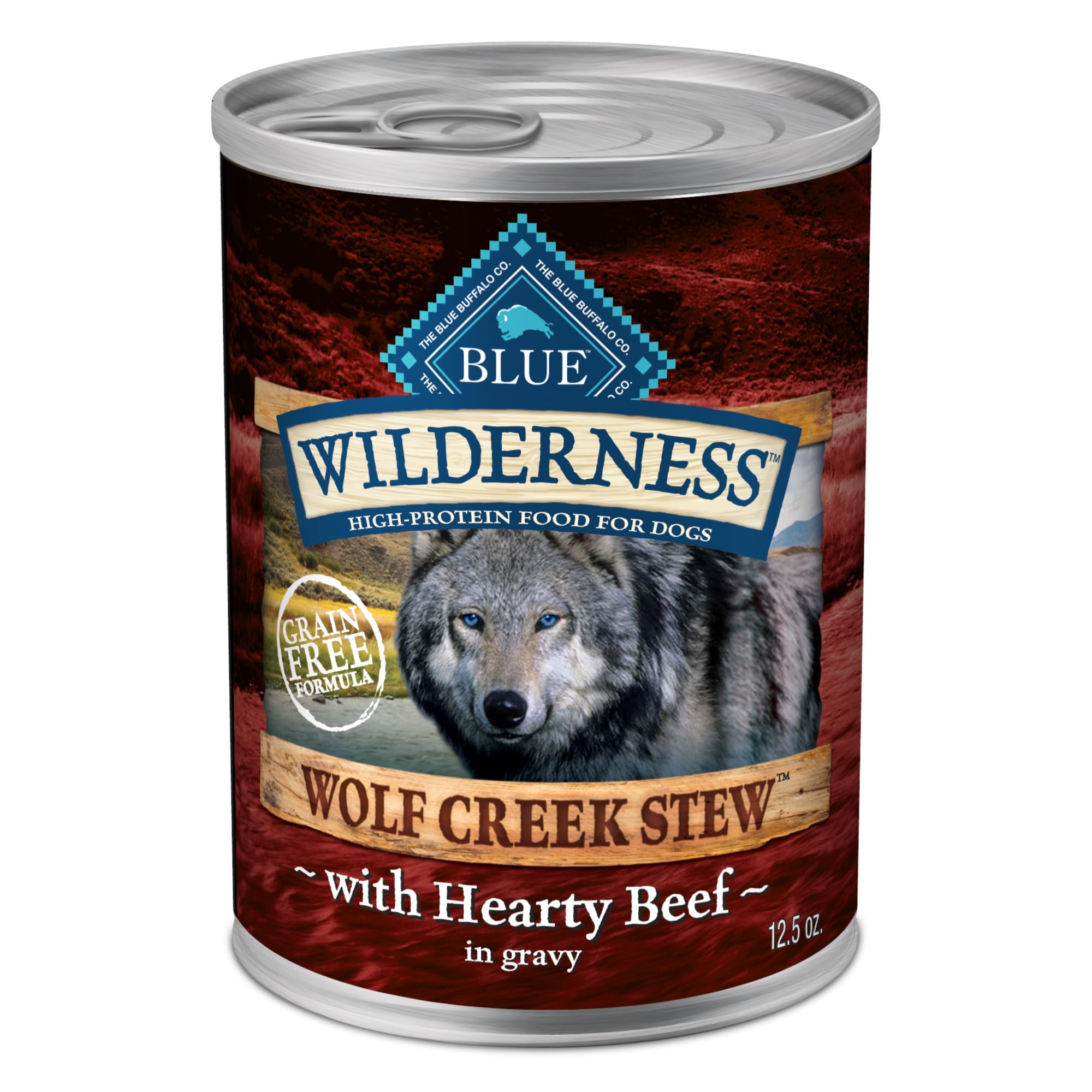 Blue Buffalo Wilderness Wolf Creek Stew Wet Dog Food, High-Protein & Grain-Free, Made with Natural Ingredients, Hearty Beef in G