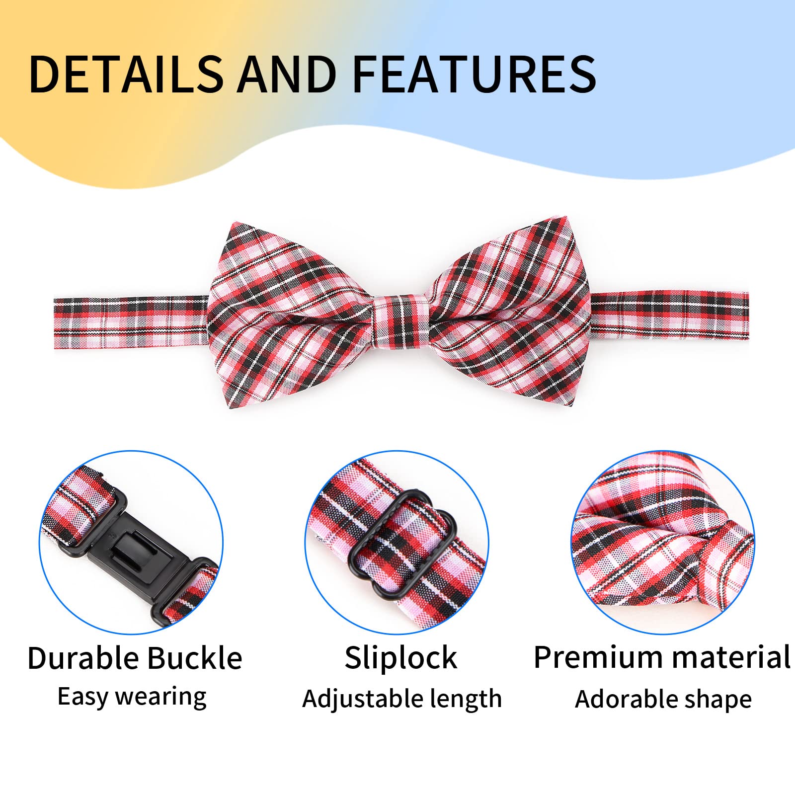 Segarty Dog Bow Tie, 10 Pcs Bowties Dog Collar Holiday Cat Collar Grooming Bulk Bows For Pet Puppy Photography Festival Party Neck Wear Gift, Cute And Plaid Patterned