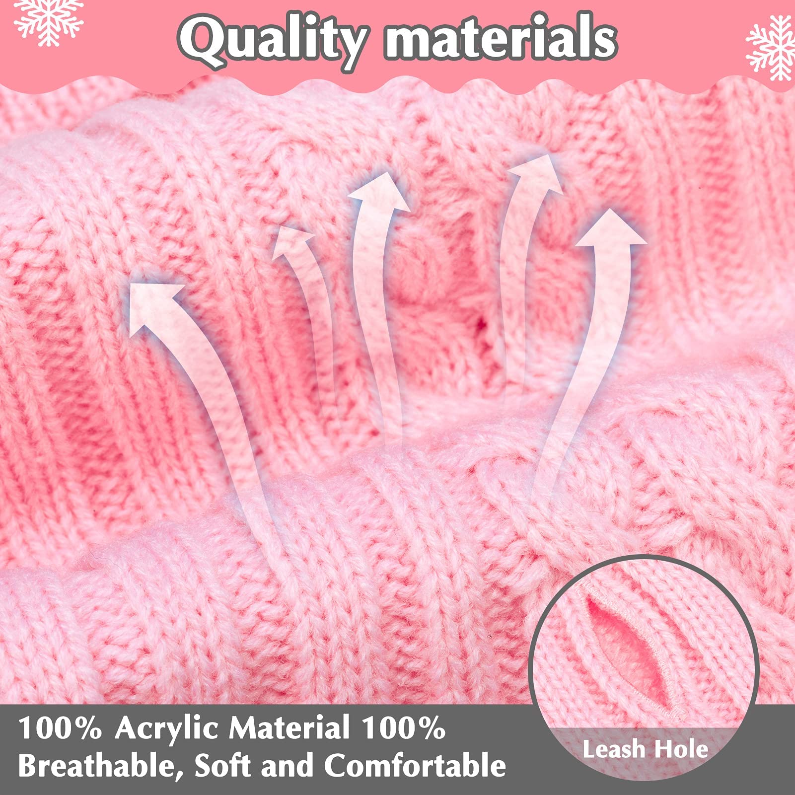 Pawchie Dog Sweater Dress With Bowtie - Dog Turtleneck Pullover Knitwear For Small Dogs Girls Cold Weather Sweater With Leash Ho