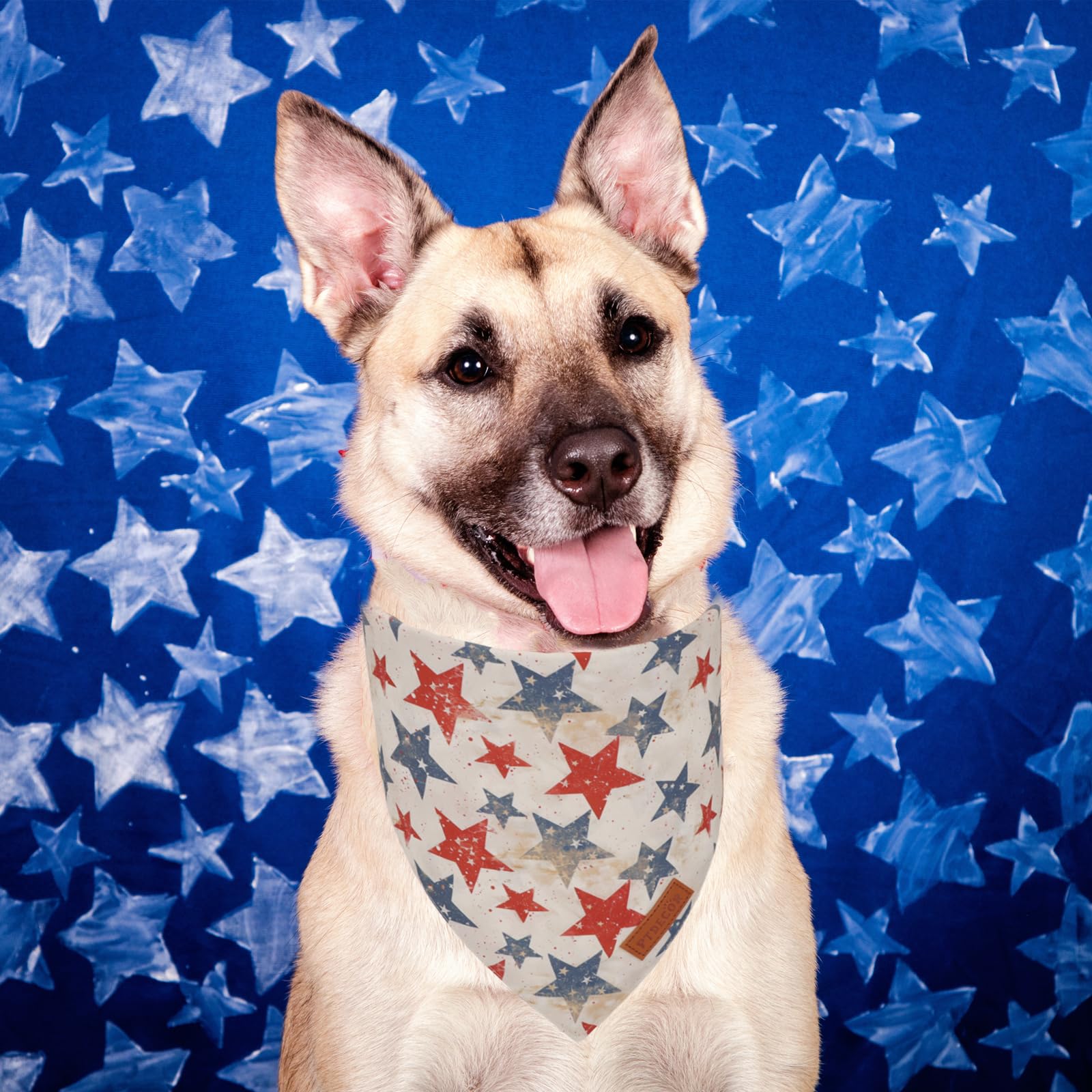 Ptdecor American Flag Dog Bandana Flag Stars Patterns, Patriotic Pet Scarf Reversible Triangle 4Th Of July Bandanas For Large X-