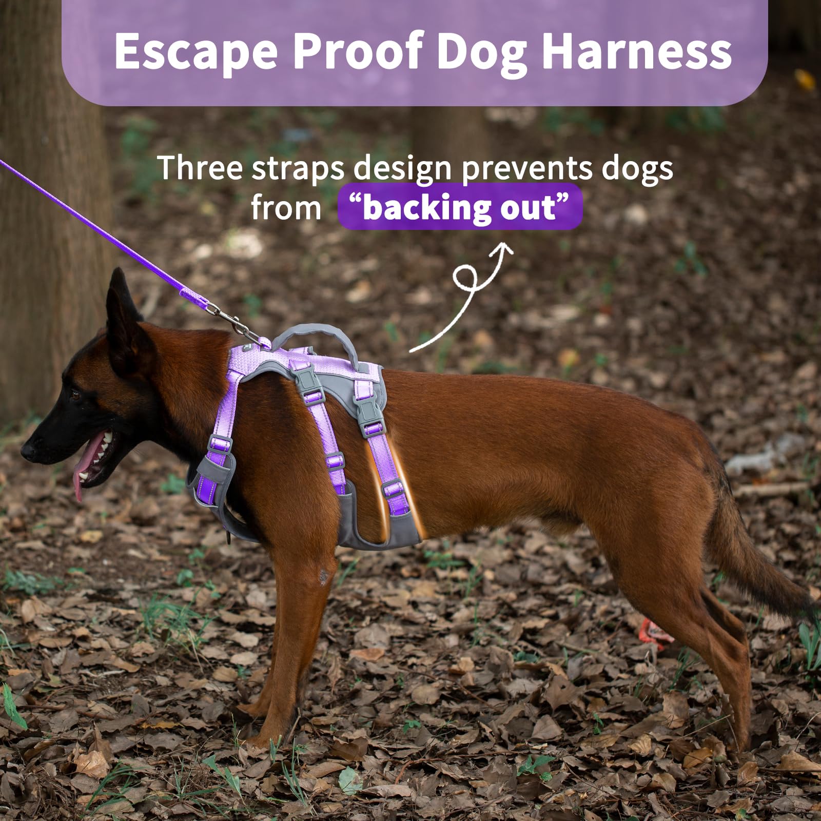 Huntboo Reflective Dog Harness With Handle, Escape Proof, No Slip, Breathable, Lightweight, Adjustable Lift Harness For Small,Me