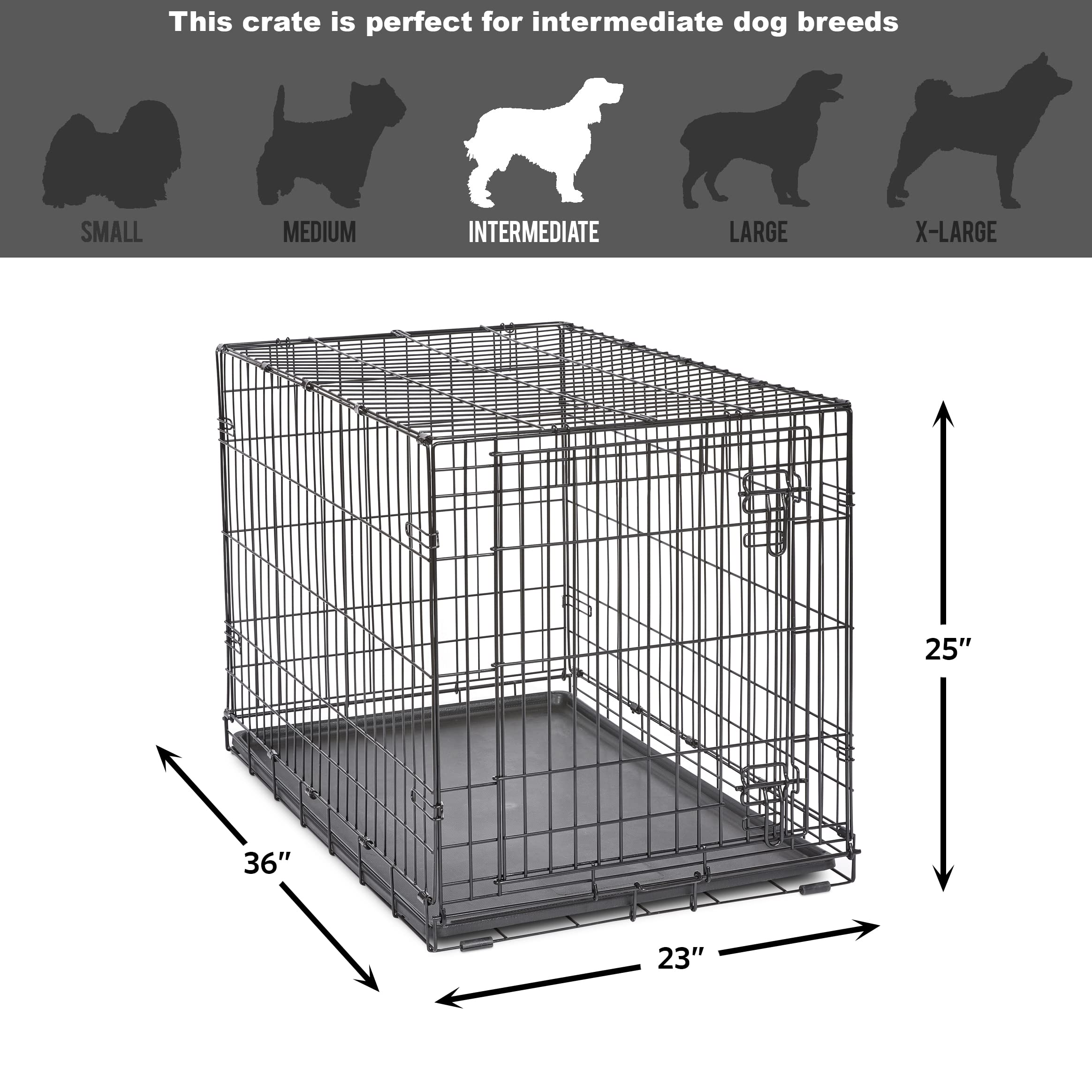 New World Newly Enhanced Single New World Dog Crate, Includes Leak-Proof Pan, Floor Protecting Feet, & New Patented Features, 36 Inch