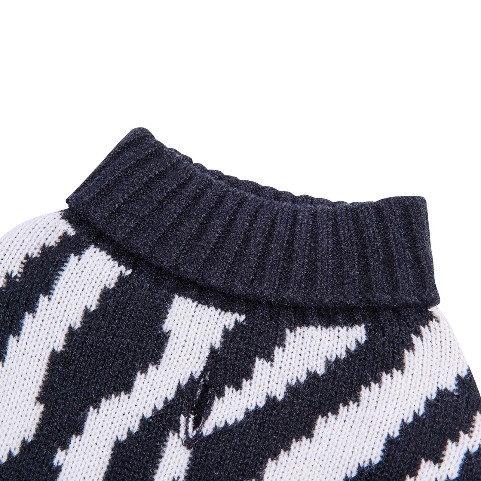 Cutebone Turtleneck Dog Sweaters For Medium Dogs Zebra Knit Pullover Pet Winter Clothes Fall Dog Sweater With Harness Hole