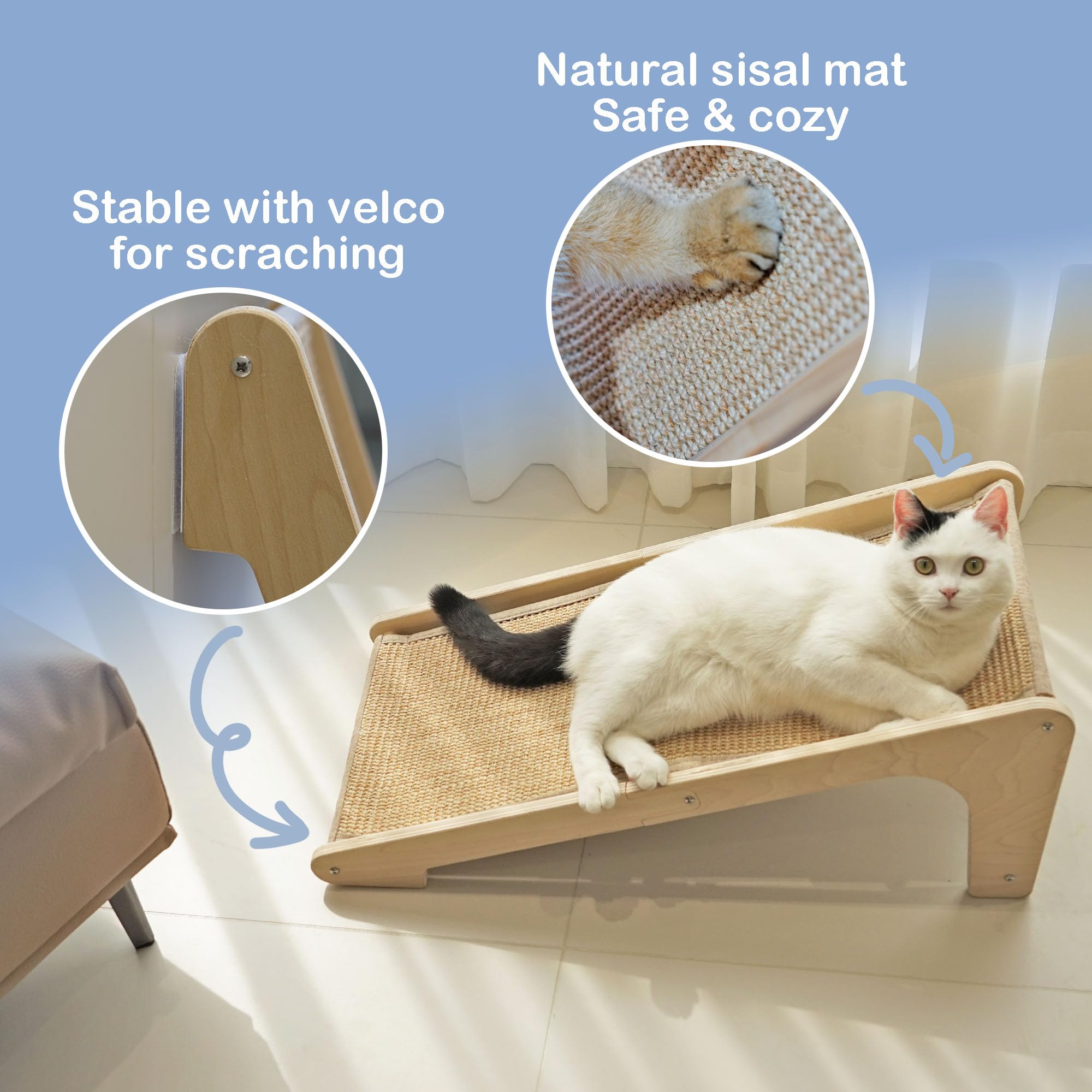 Cat Scratcher, Cat Scratching Post, L-Shape Cat Scratching Pad, 27 Inch Sisal Cat Scratching Ramp, Protecting Furniture Cat Scra