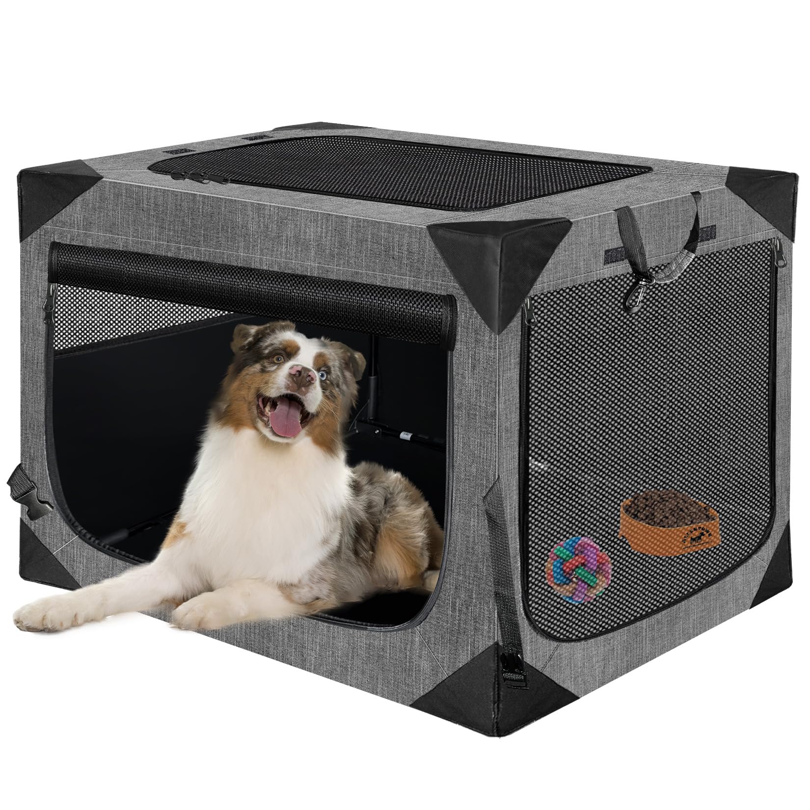 Dog Crate 36x25x25 Inch Dog Crate for Large Dogs, Portable and Foldable Design Perfect for Travel or Home Use, Dog Kennel with 3