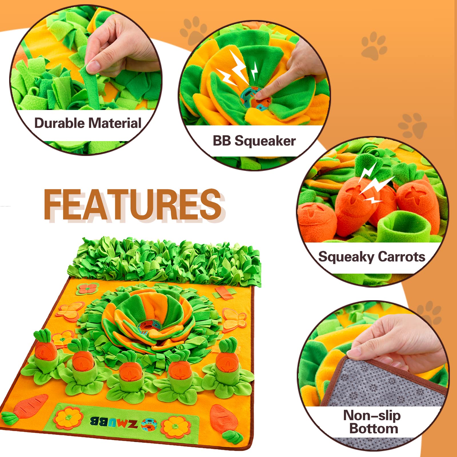 ZMUBB Snuffle Mat for Large Dogs, 40''x27.5'', Portable Interactive Puzzle for Nosework Training and Stress Relief