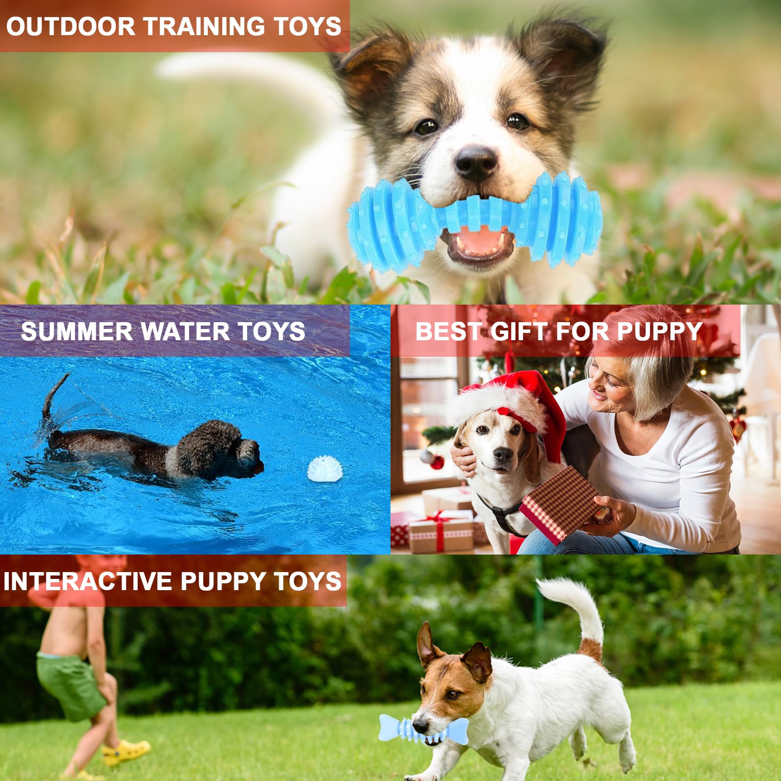 Cgbd Puppy Toys, 6 Pack Dog Chew Toys For Puppy, Cute Blue Small Dog Toys, Teething Toys For Puppies, Soft Durable Interactive Chew Toy For Small Dogs