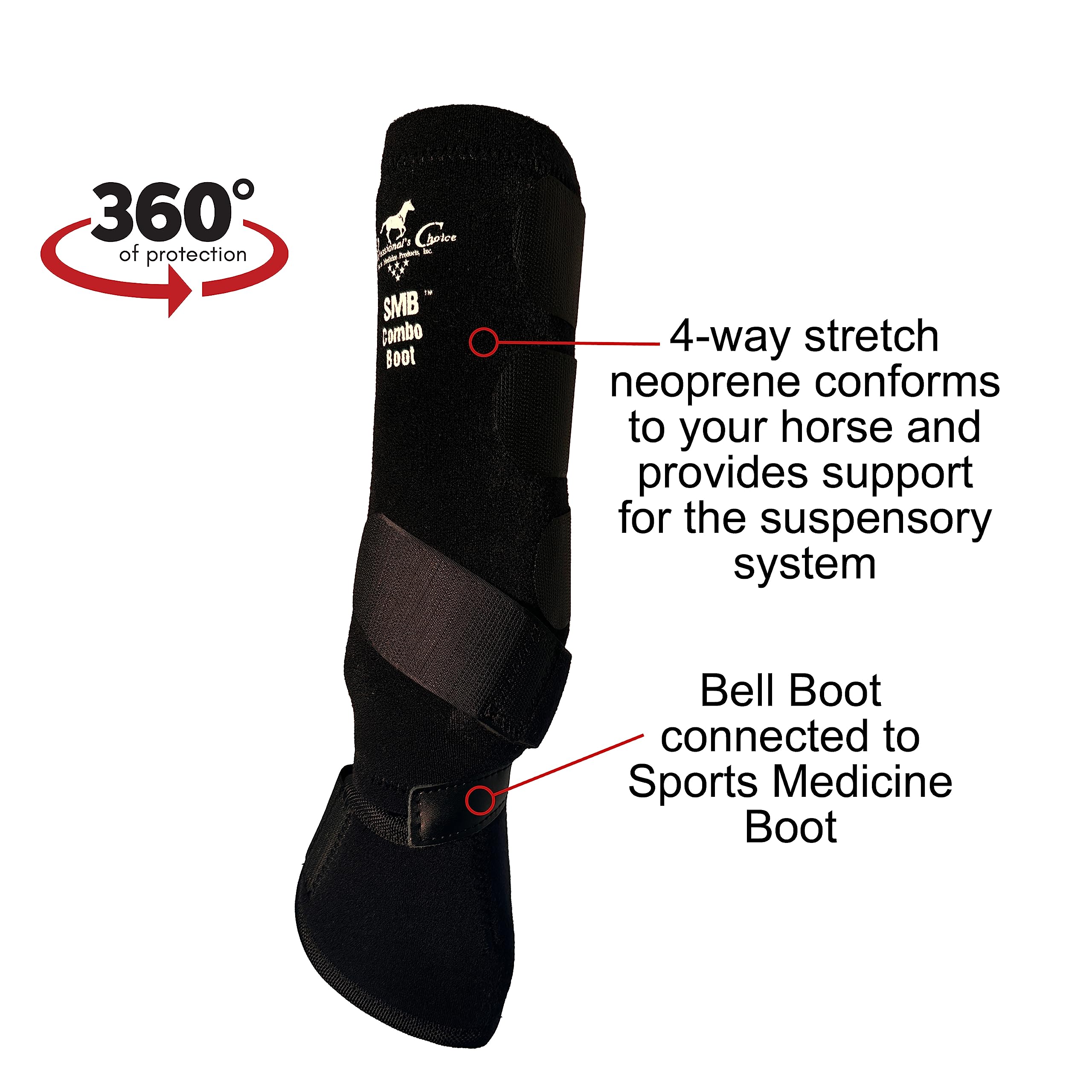 Professionals Choice Equine Smb Combo Front Boot, Pair (Medium, Black)
