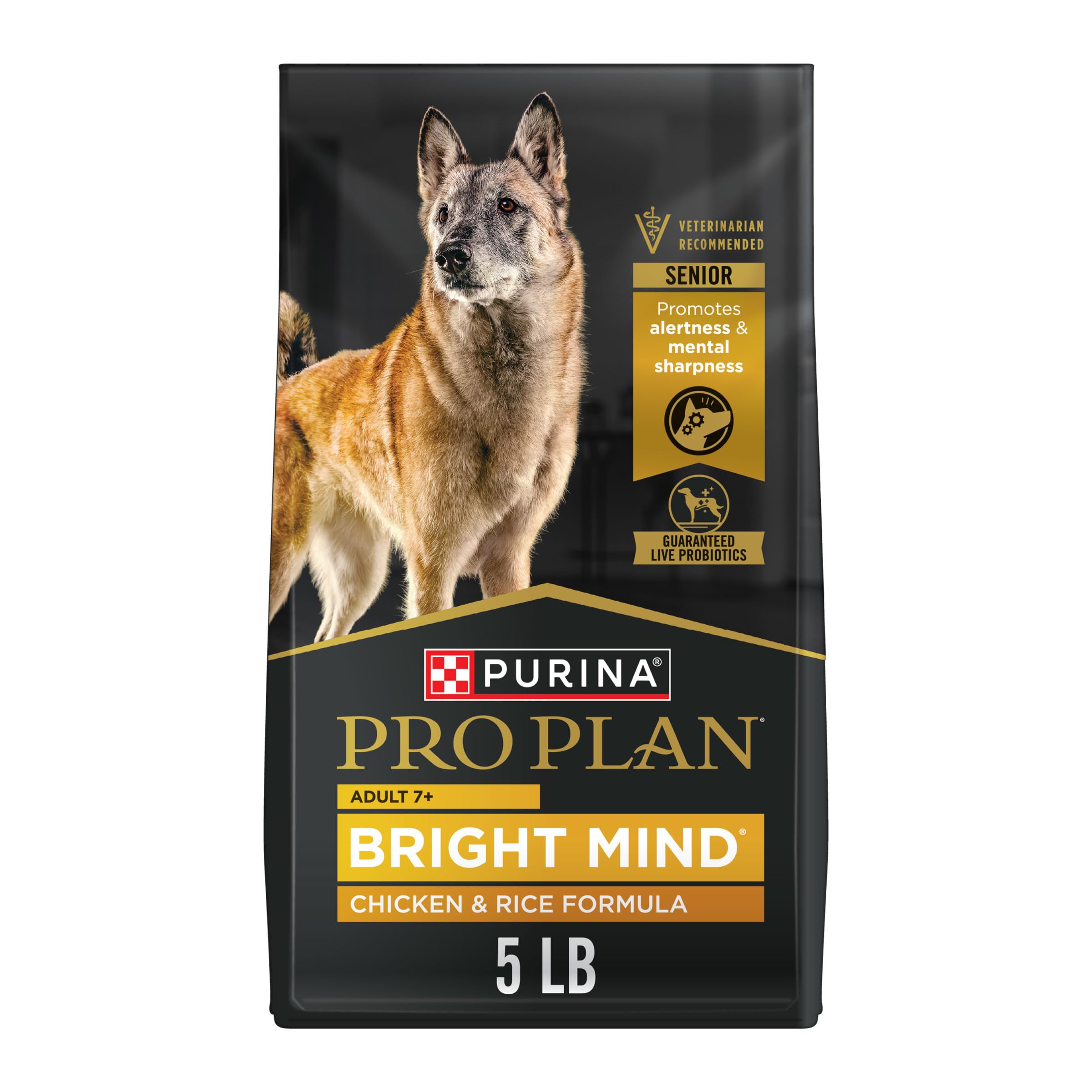Purina Pro Plan Senior Dog Food With Probiotics for Dogs, Bright Mind 7+ Chicken & Rice Formula - 5 lb. Bag