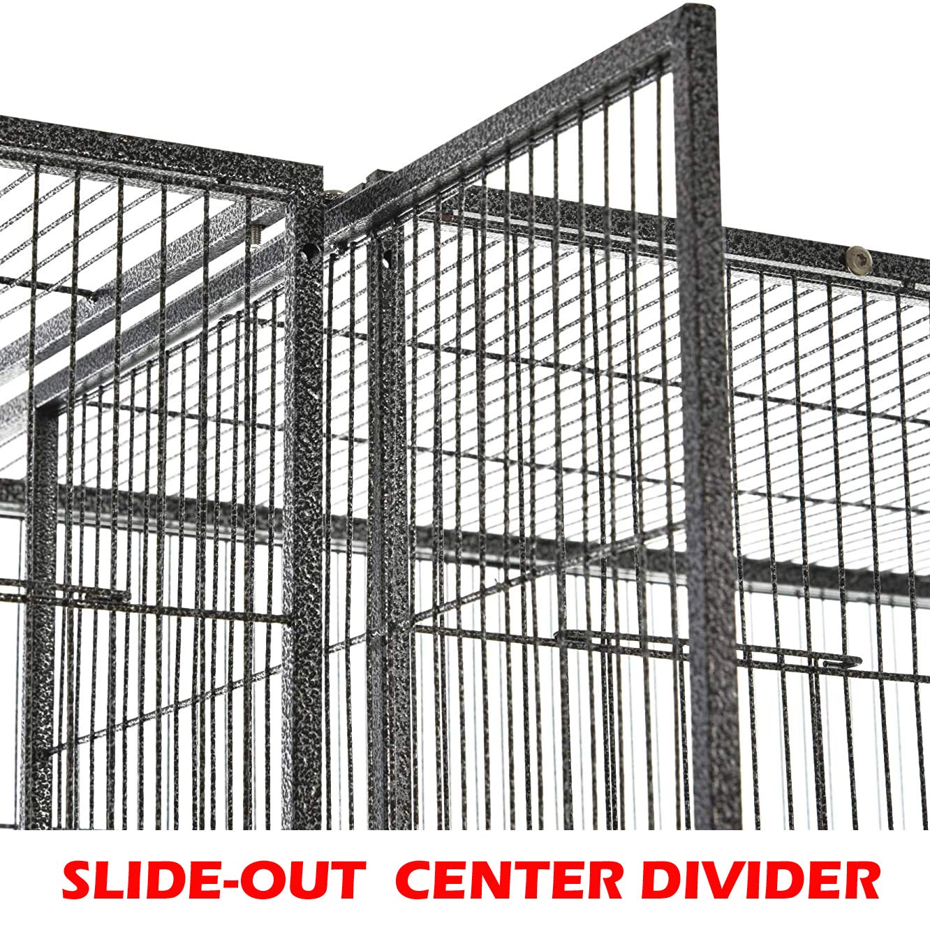 Double Extra Large 3-Tiers Small Animals Critters Wrought Iron Cage Tight 1/2-inch Bar Spacing Center Divider Removable Rolling