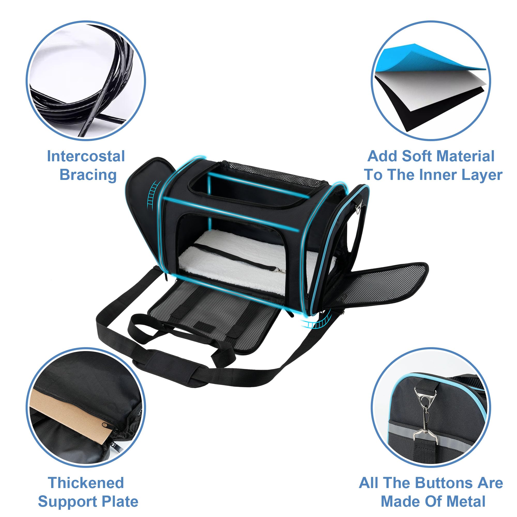 Soundy Dog Carrier Cat Carriers Airline Approved Pet Carrier For Small Medium Dogs Cats Under 15Lbs Puppies Collapsible Soft Sid