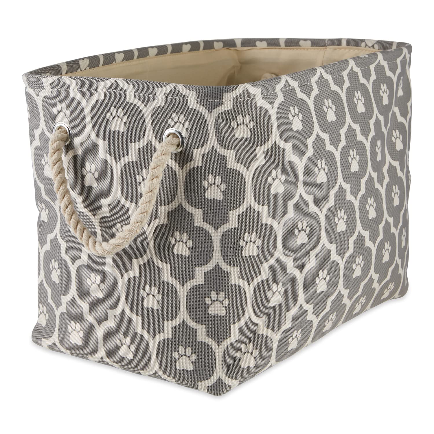 Bone Dry Pet Storage Collection Lattice Paw Print, Gray, Medium Rectangle