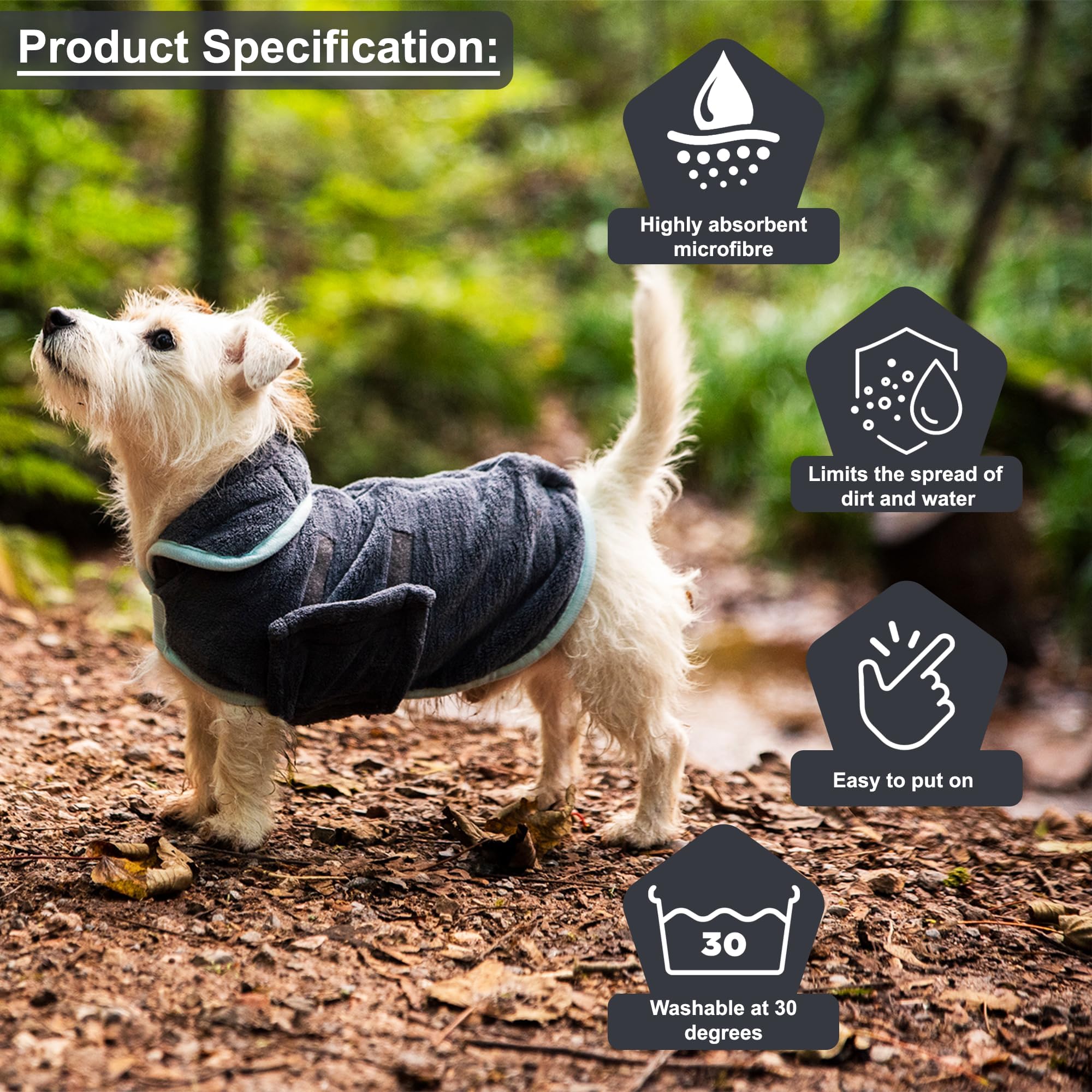 Henry Wag Microfibre Dog Drying Coat 45Cm