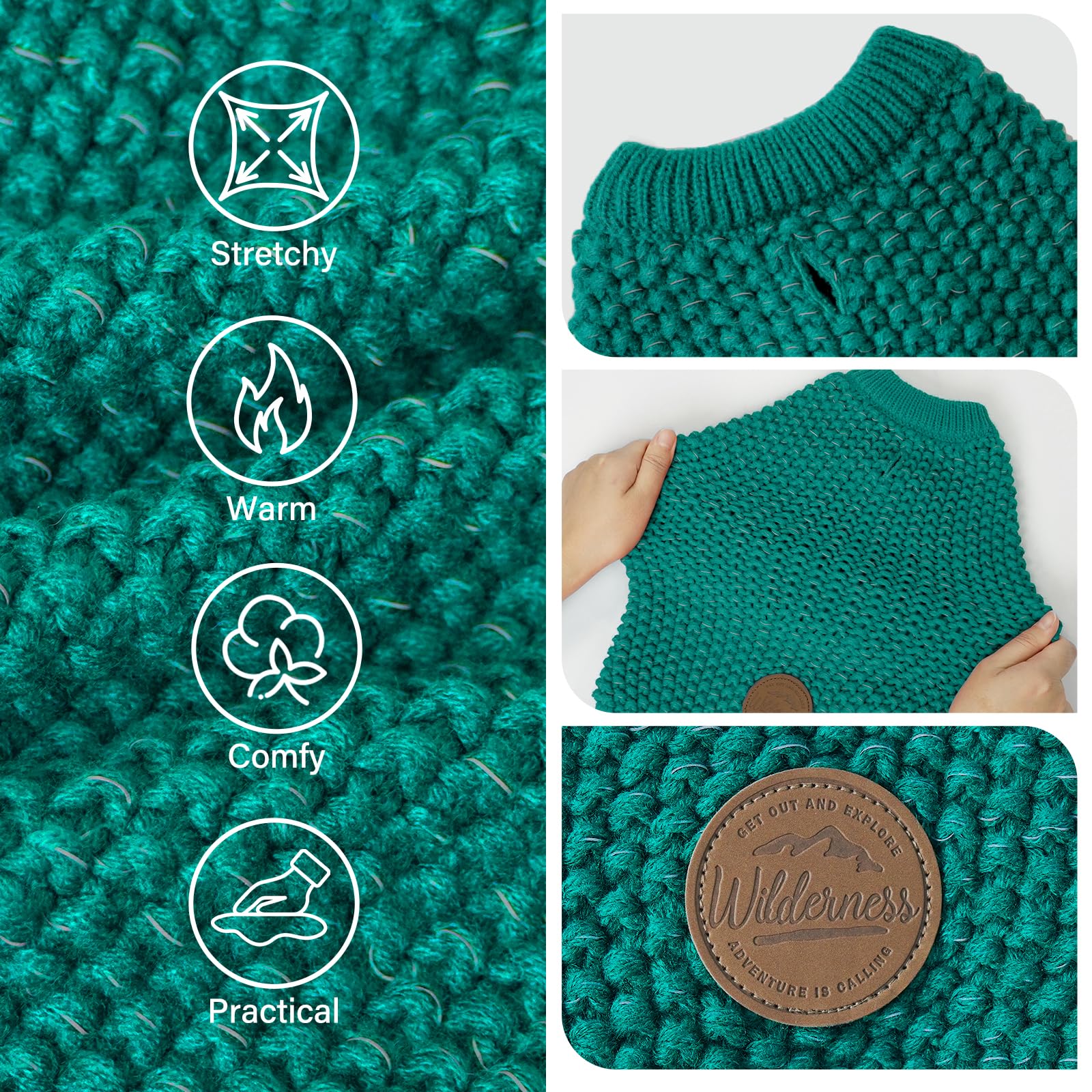 Kyeese Dog Sweater Christmas Warm Dog Sweater Medium Size Dog Stretchy Dog Clothes Medium Dog Sweater With Reflective Yarn Pullo