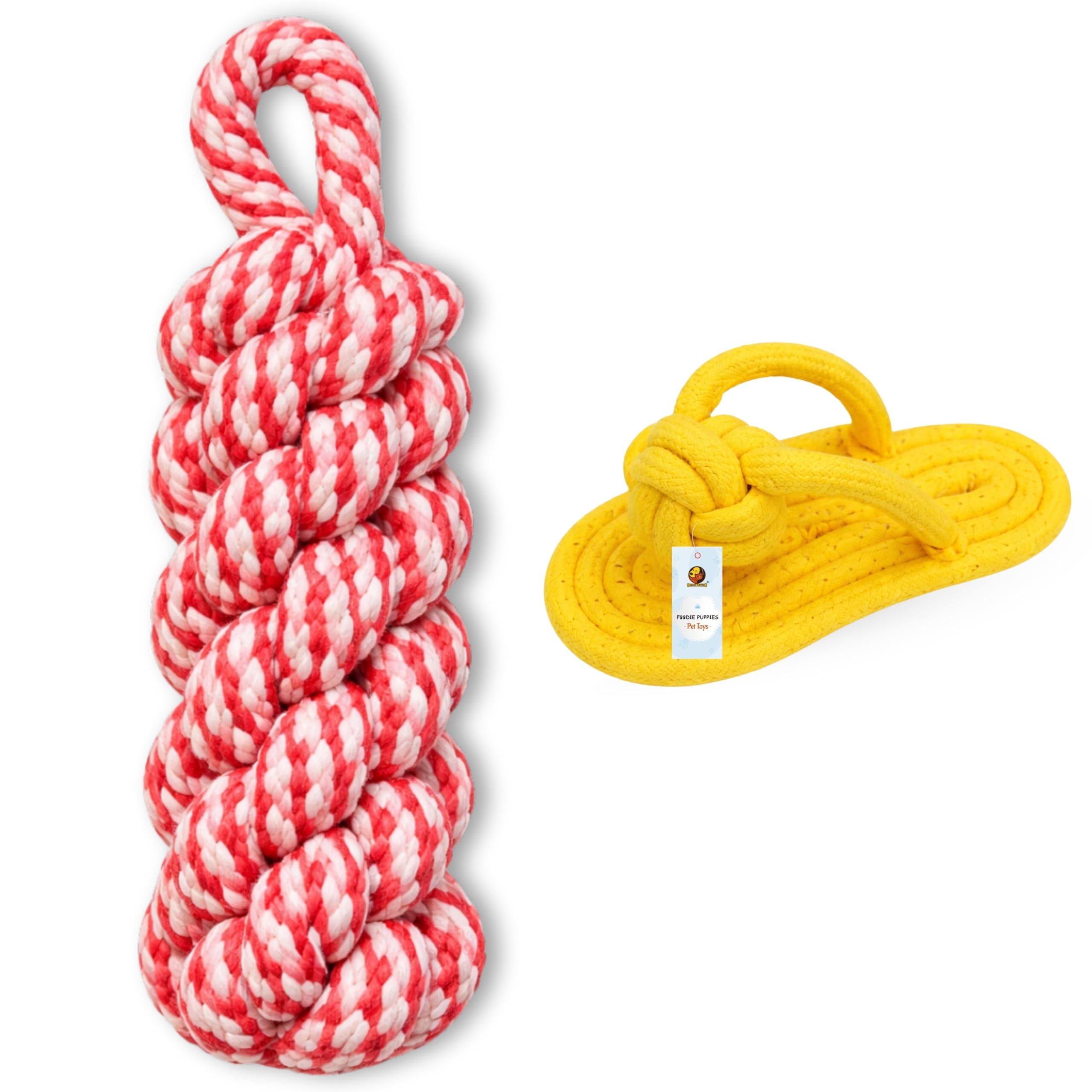 Foodie Puppies Interactive Durable Cotton Rope Toys For Dog Chew Teething Training Playing Combo Toys For Puppies (Slipper Rope 